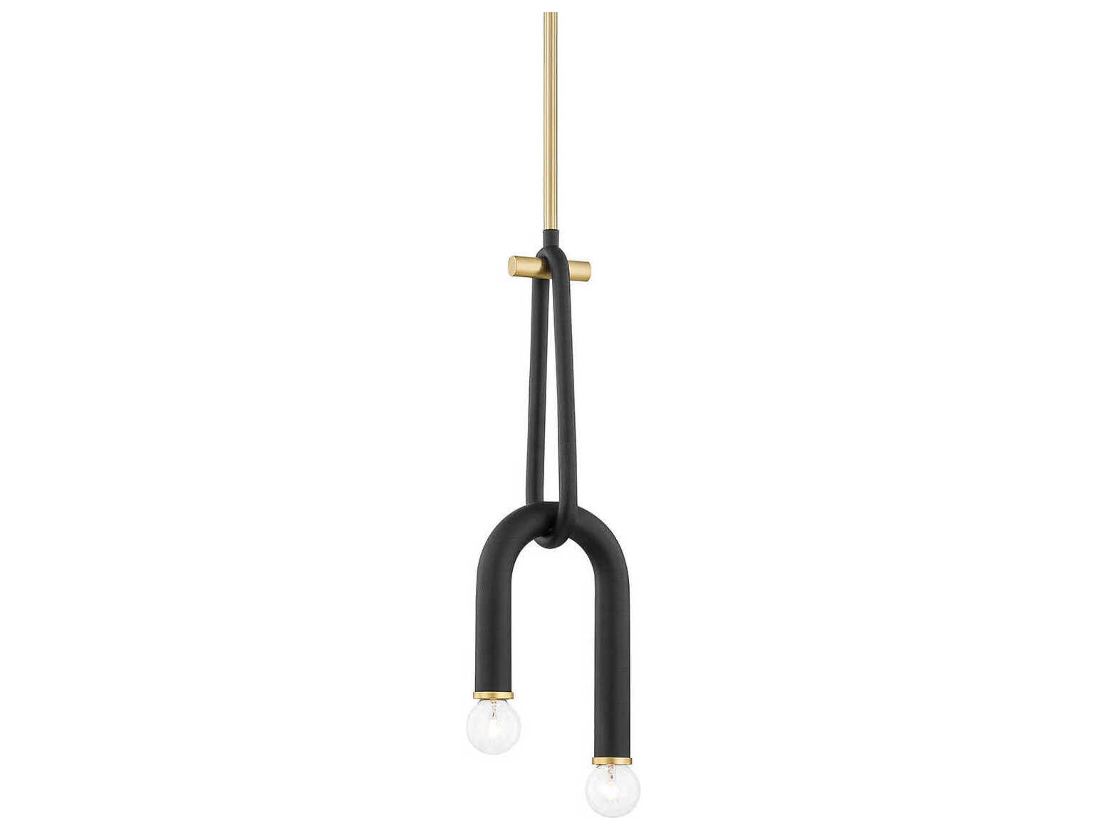 Mitzi Whit 2-Light Aged Brass Black Mini Pendant