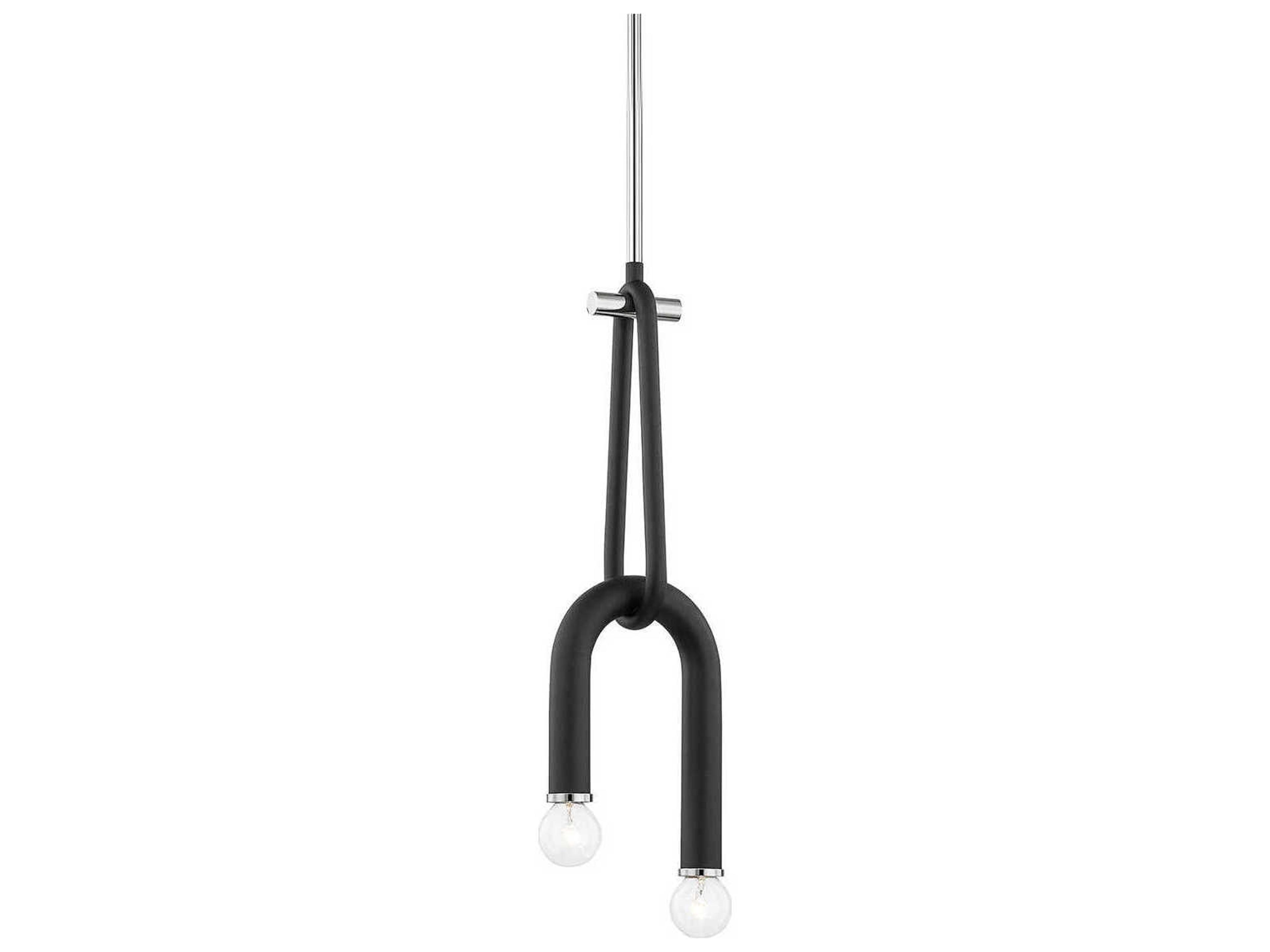 Mitzi Whit 2-Light Polished Nickel Black Mini Pendant