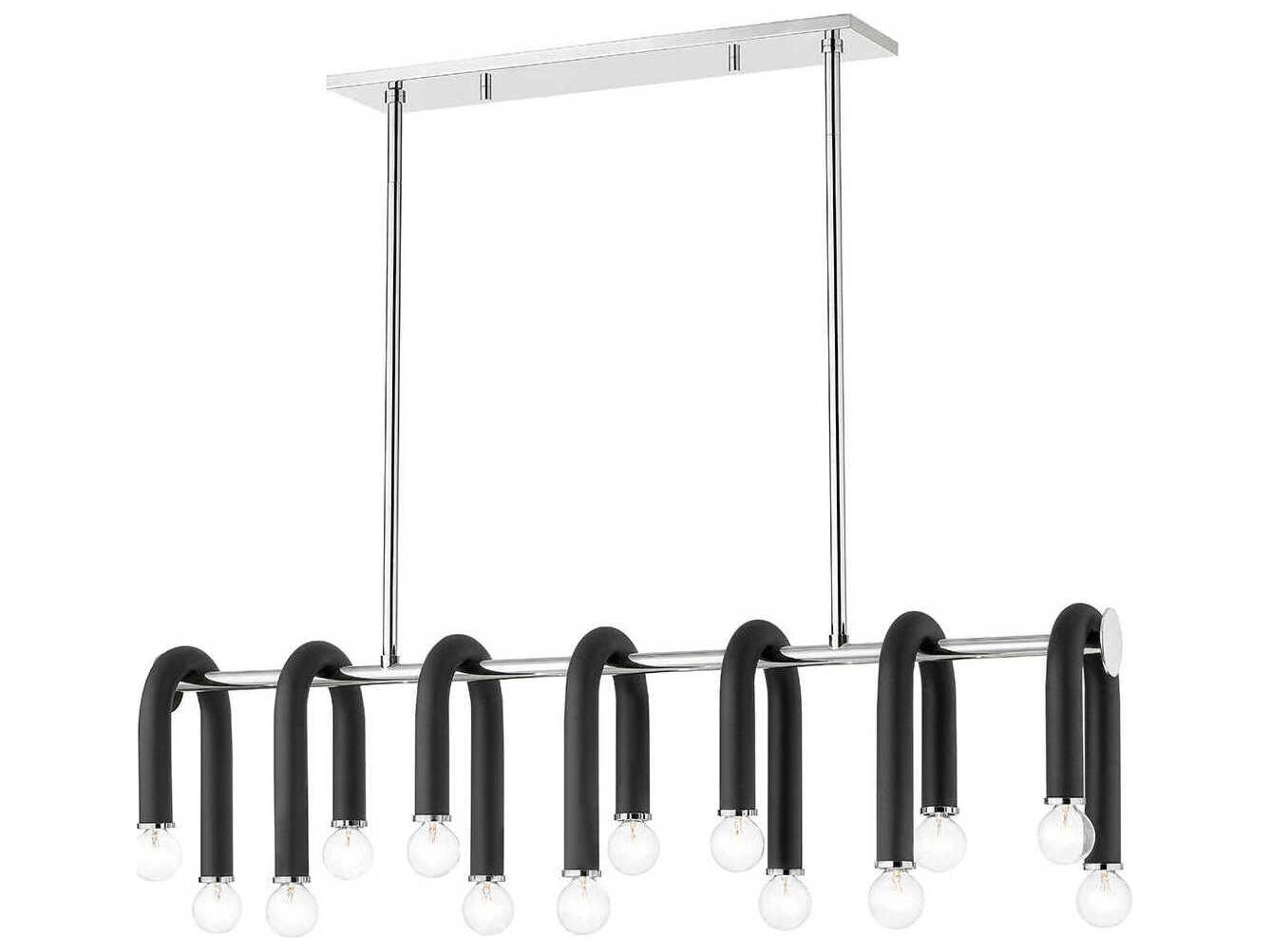 Mitzi Whit 14-Light Polished Nickel Black Linear Island Pendant