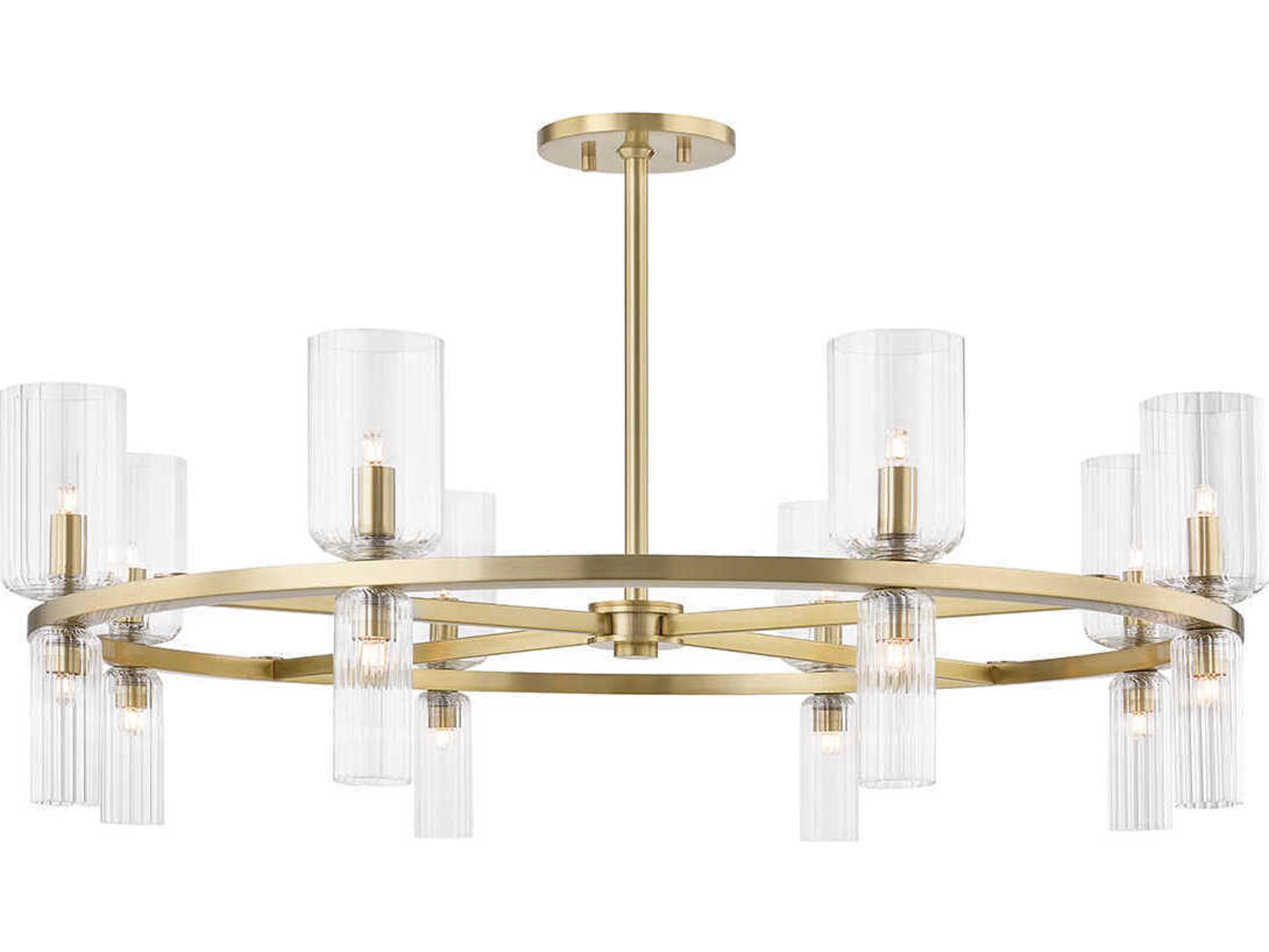 Mitzi Tabitha 16-Light6-Light Aged Brass Glass Cylinder Geometric Chandelier