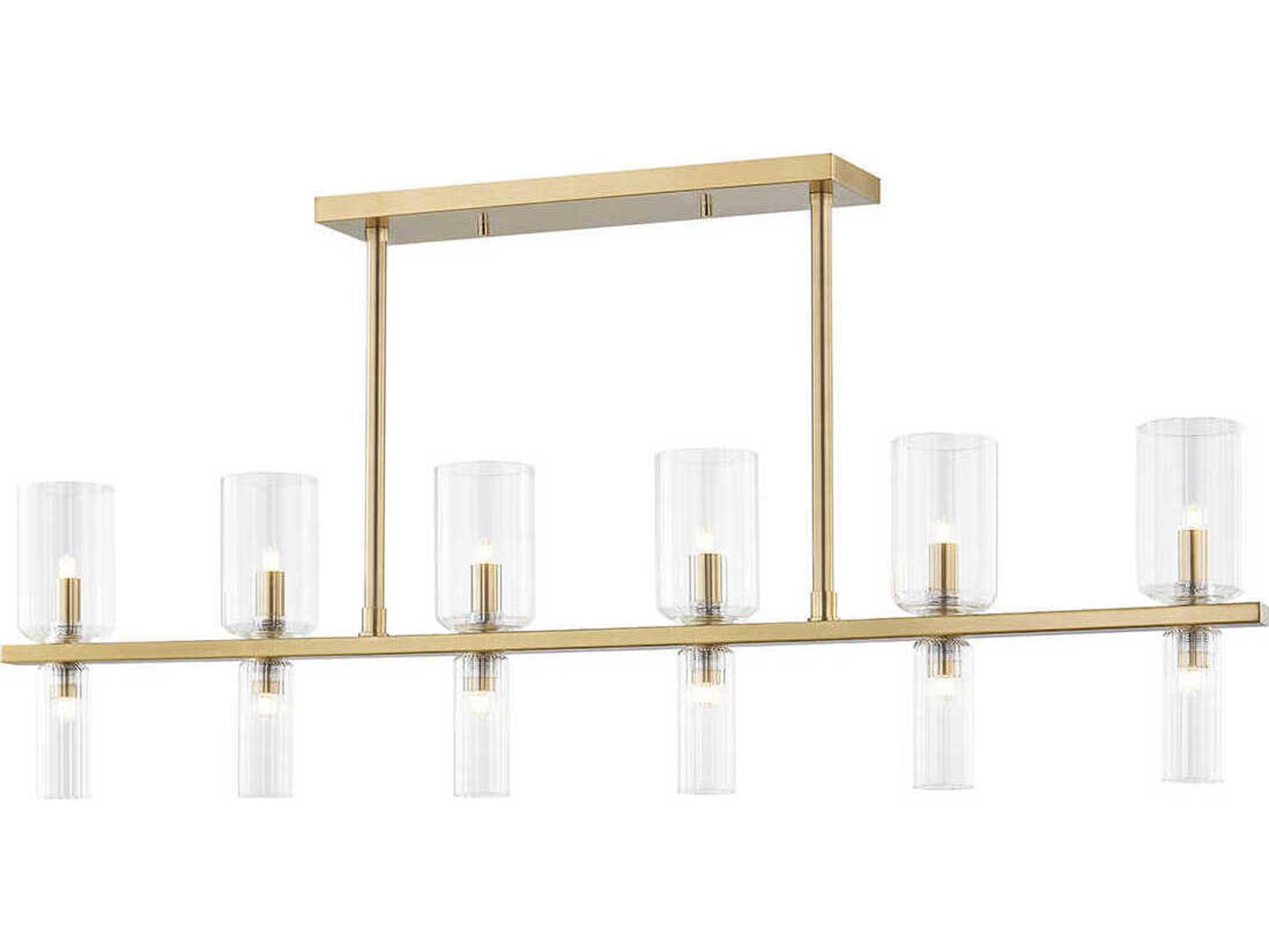 Mitzi Tabitha 12-Light Aged Brass Glass Cylinder Geometric Island Pendant