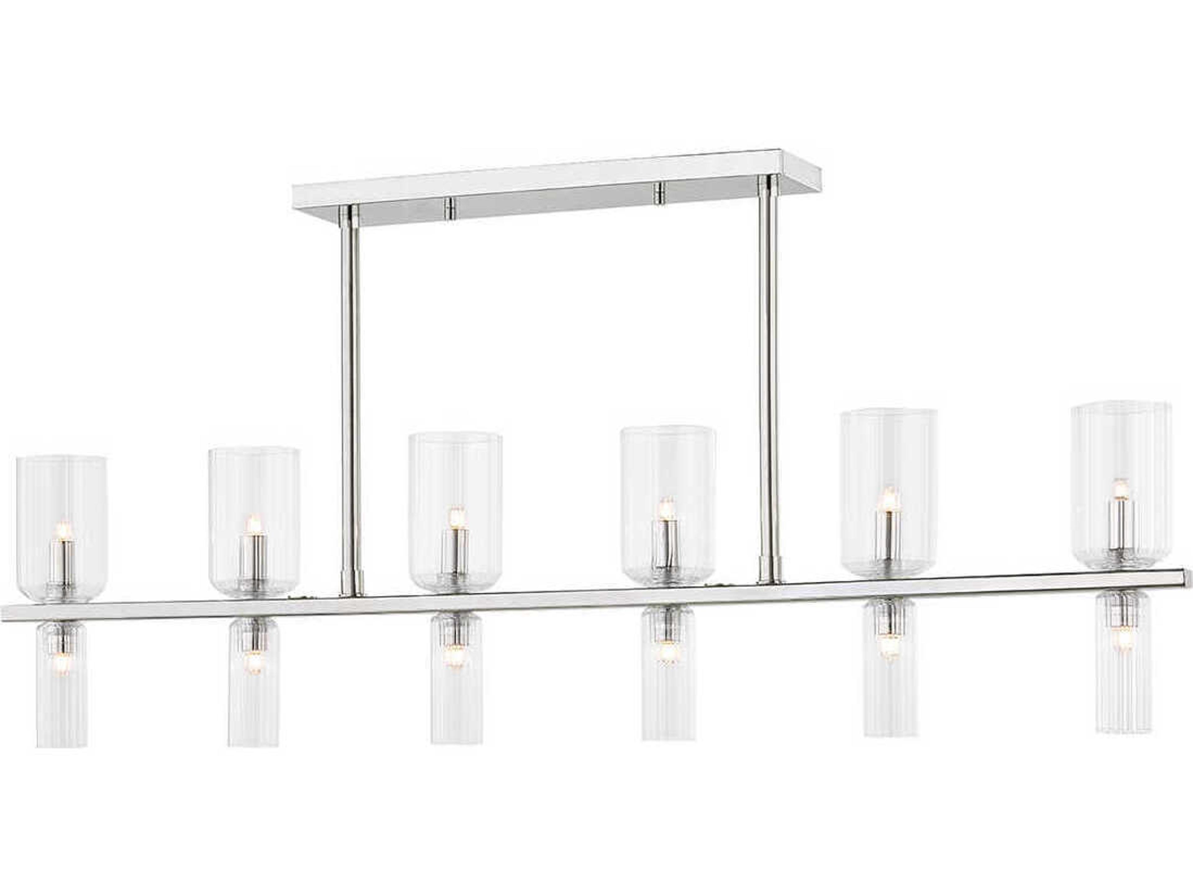 Mitzi Tabitha 12-Light Polished Nickel Glass Cylinder Geometric Island Pendant
