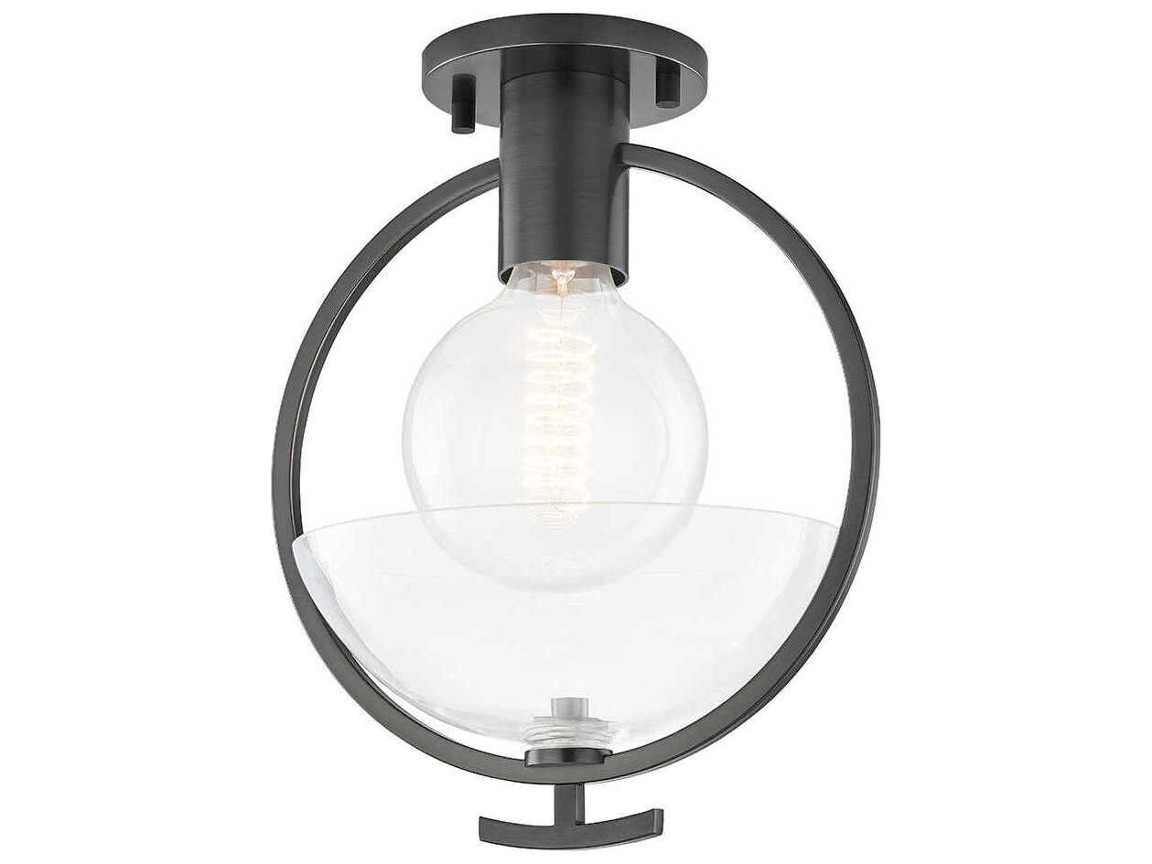 Mitzi Ringo 1-Light Old Bronze Glass Bowl Semi Flush Mount