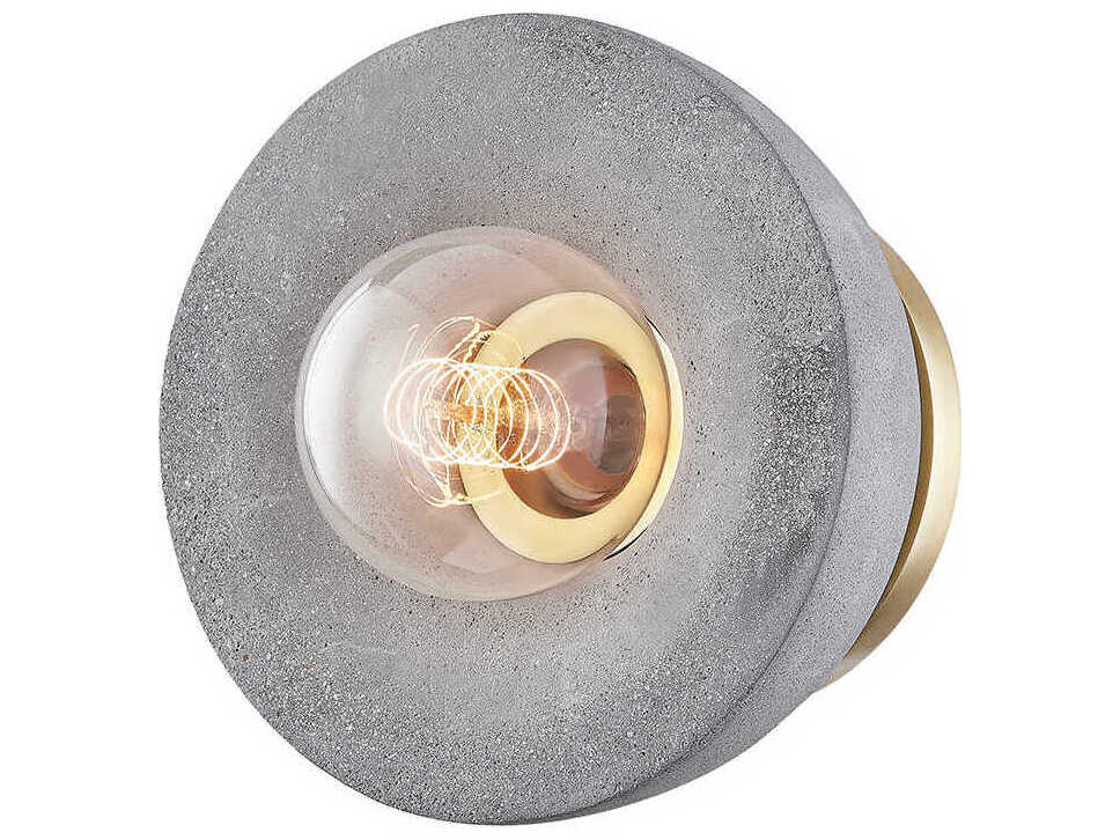 Mitzi Poppy 1-Light Aged Brass Gray Round Flush Mount