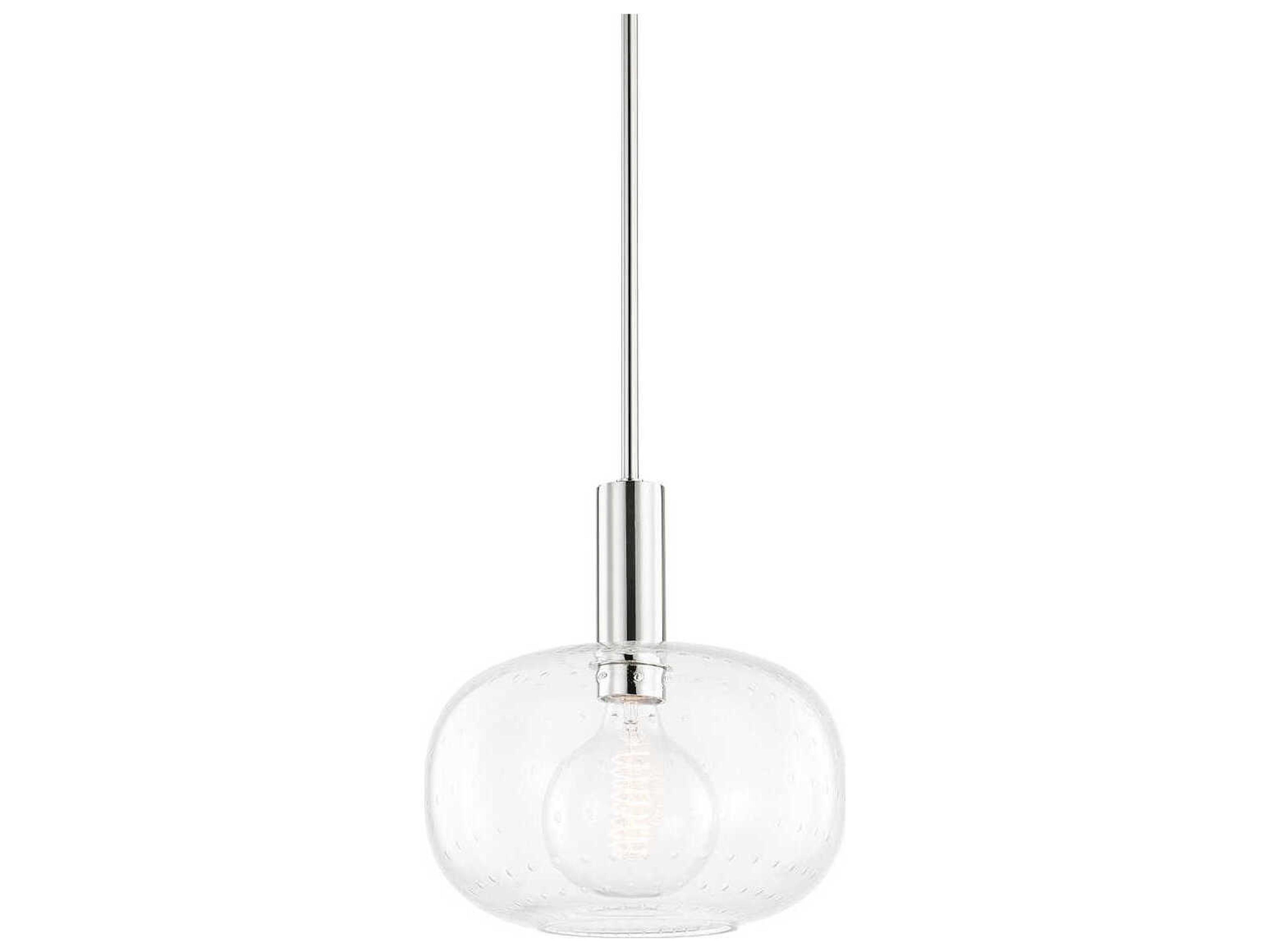 Mitzi Harlow 1-Light Polished Nickel Glass Round Mini Pendant