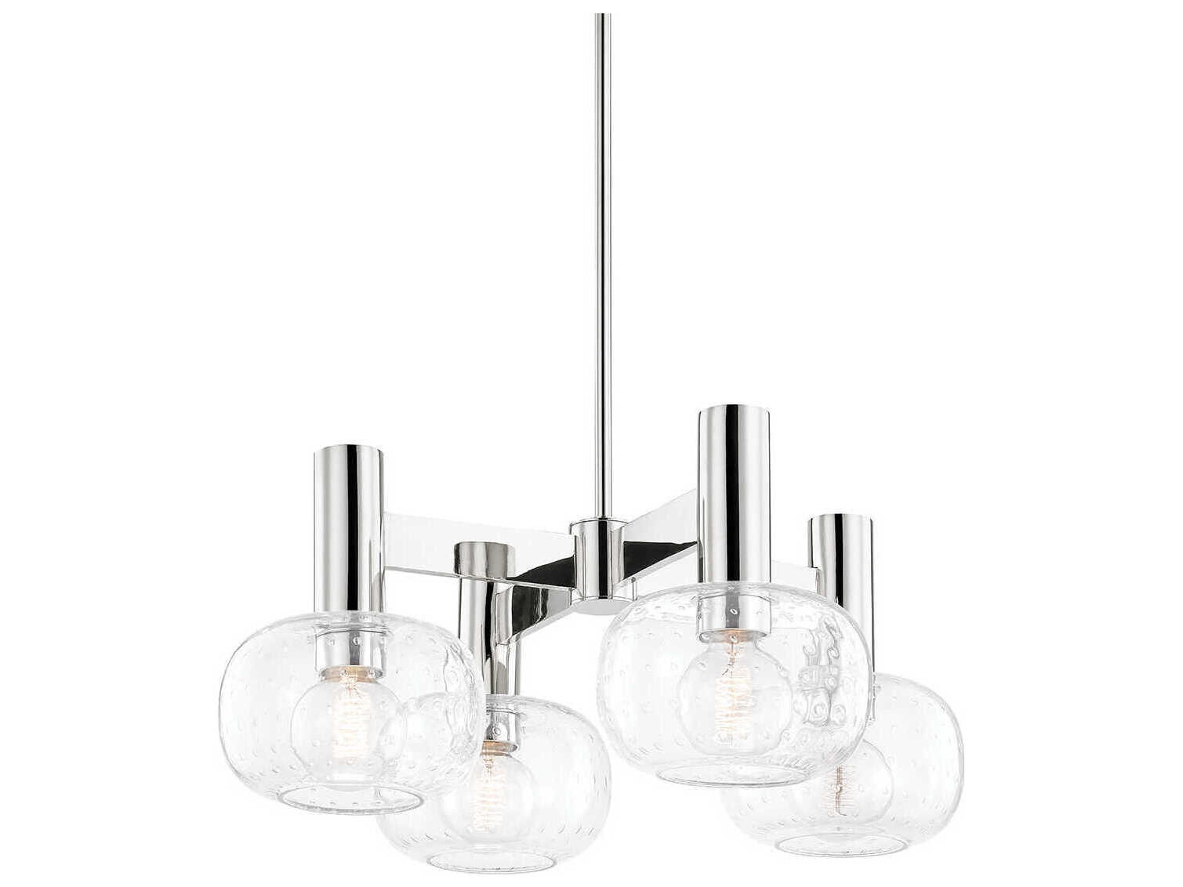 Mitzi Harlow 4-Light Polished Nickel Glass Round Chandelier