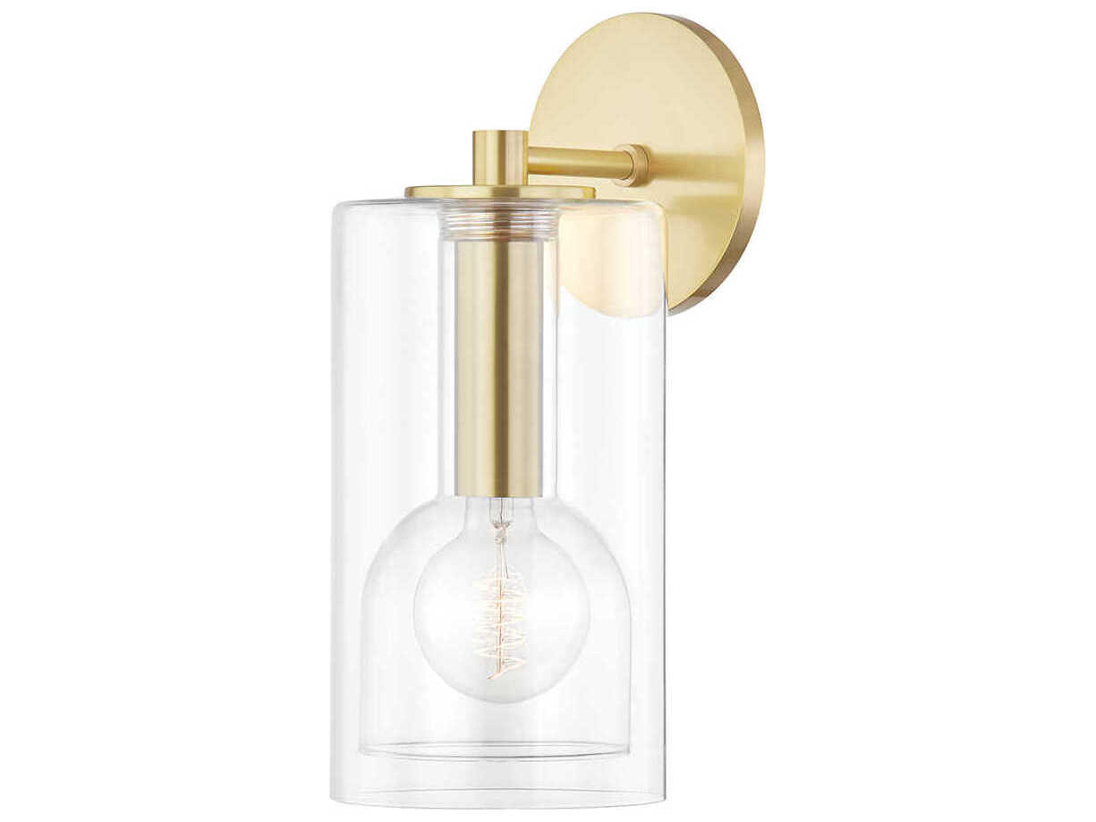 Mitzi Belinda 1-Light Aged Brass Glass Wall Sconce