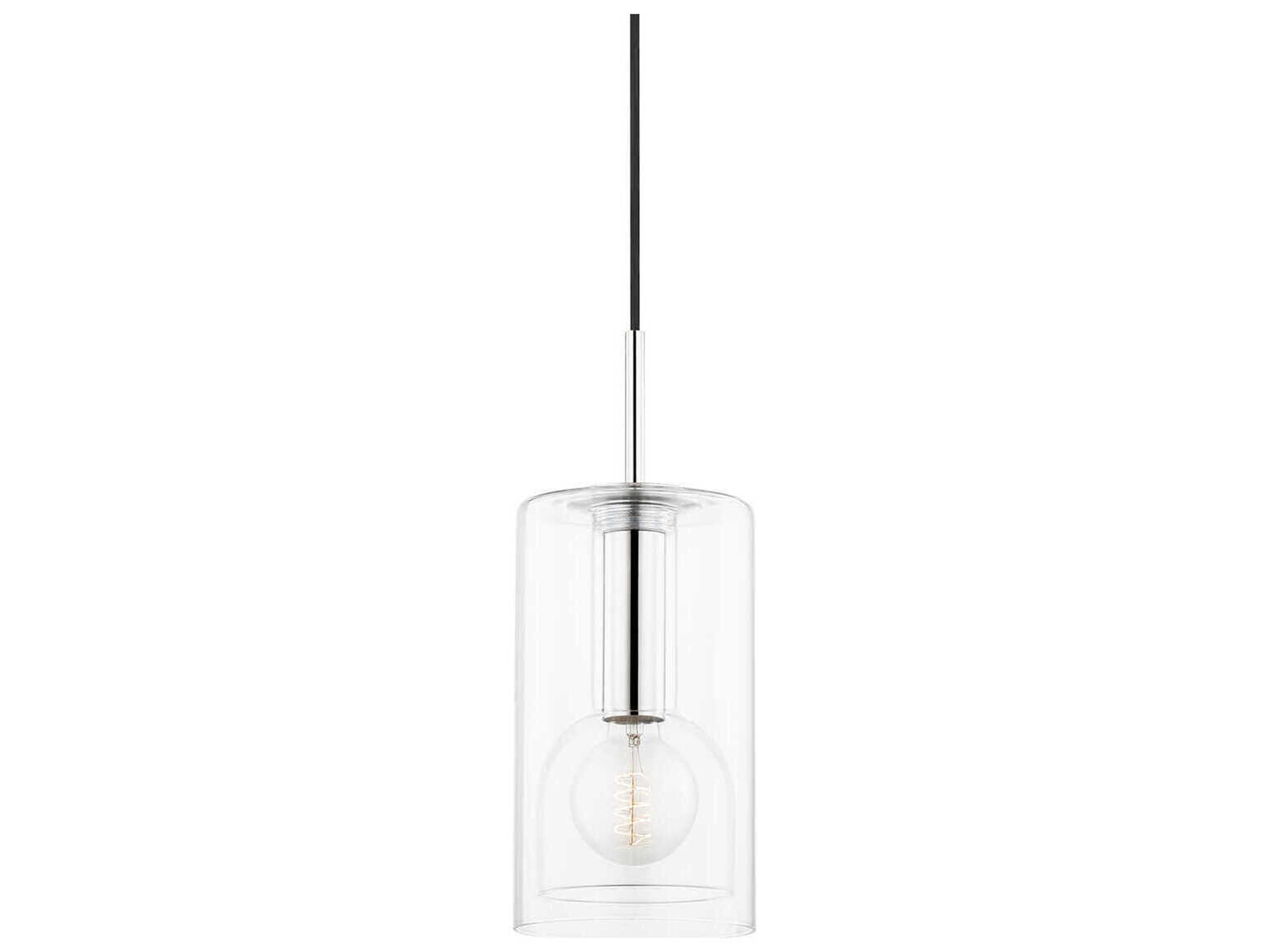 Mitzi Belinda 1-Light Polished Nickel Glass Cylinder Mini Pendant