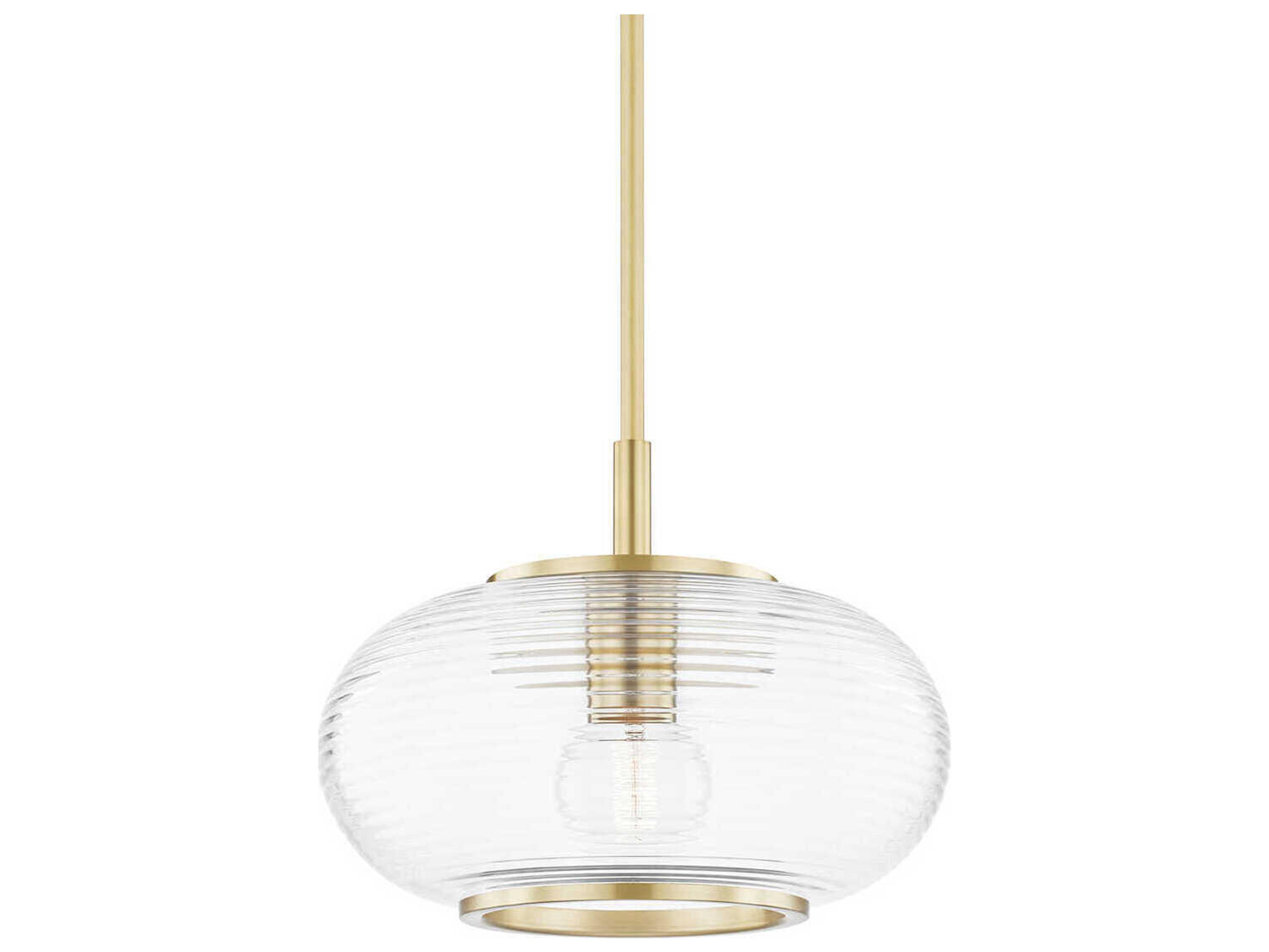 Mitzi Maggie 1-Light Aged Brass Clear Glass Round Pendant