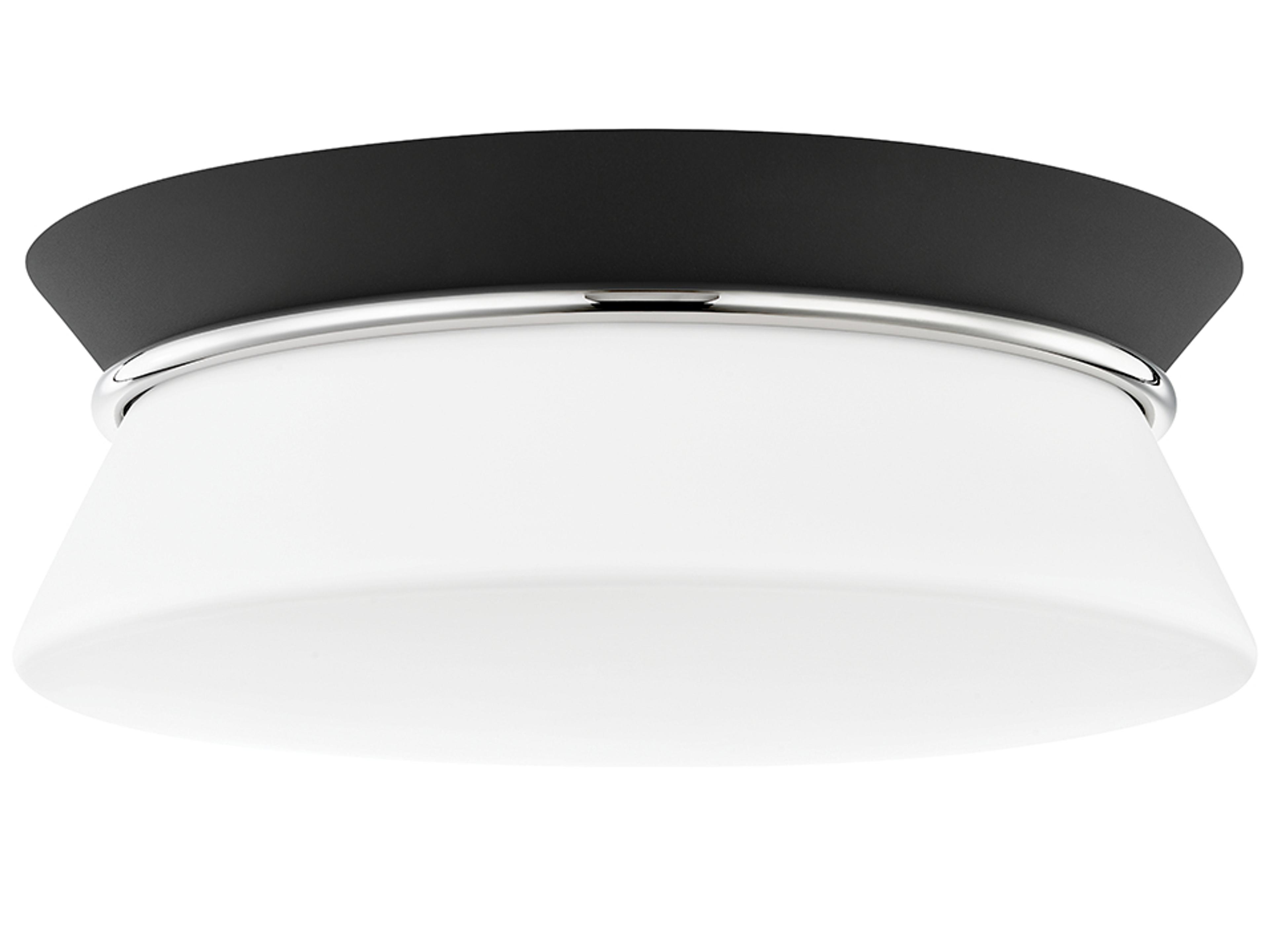 Mitzi Cath 2-Light Polished Nickel Black Glass Flush Mount