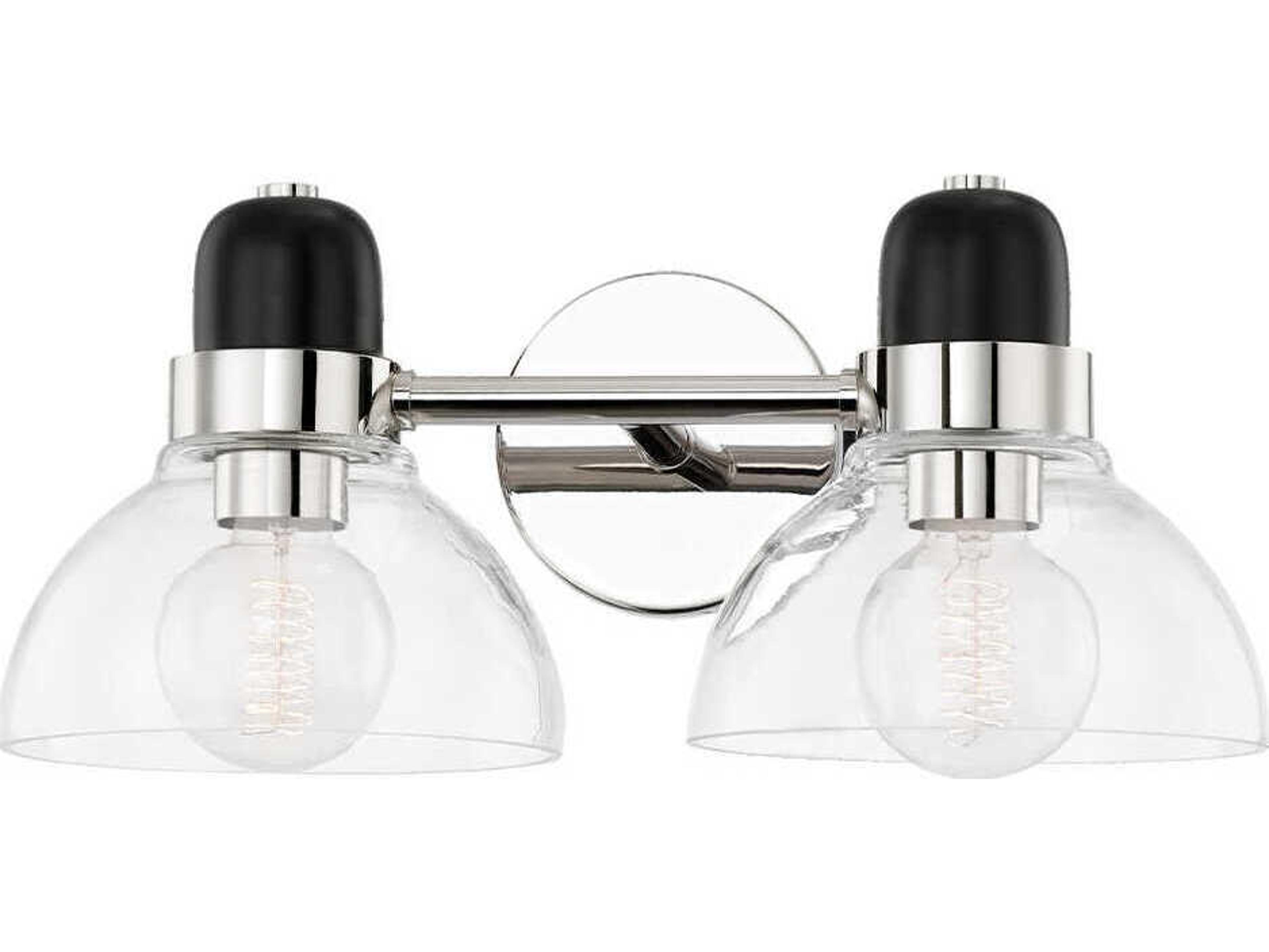 Mitzi Camile 2-Light Polished Nickel Glass Vanity Light