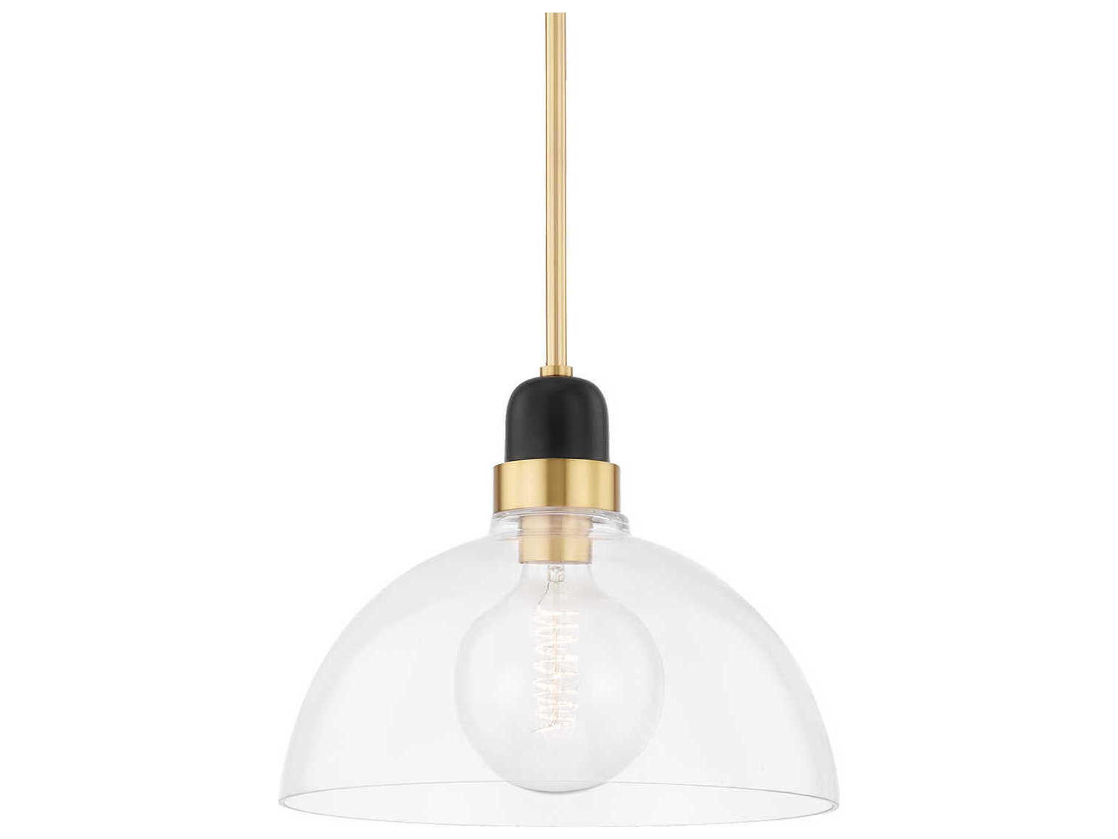 Mitzi Camile 1-Light Aged Brass Glass Dome Pendant