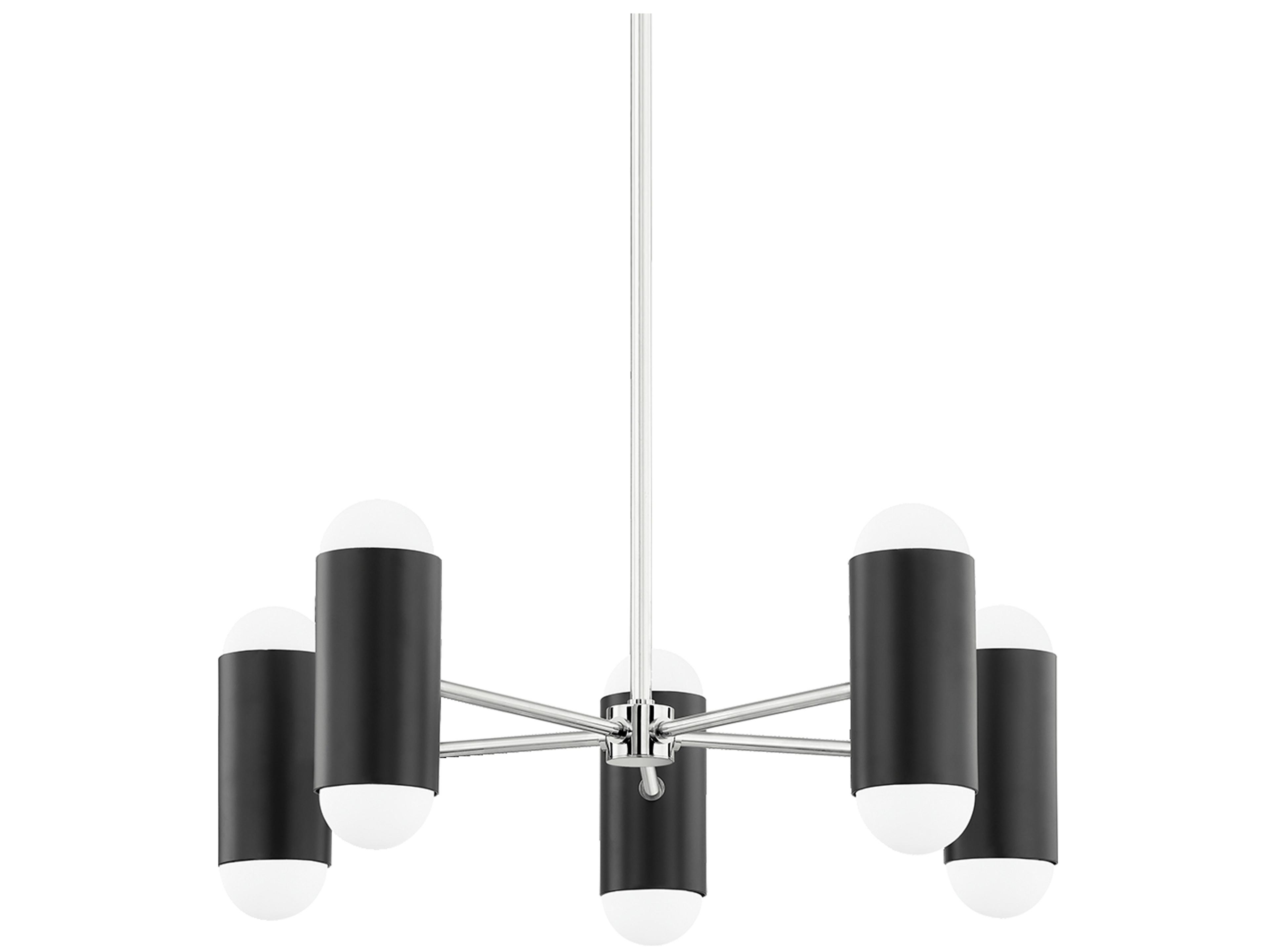 Mitzi Kira 10-Light Polished Nickel Soft Black Cylinder Chandelier