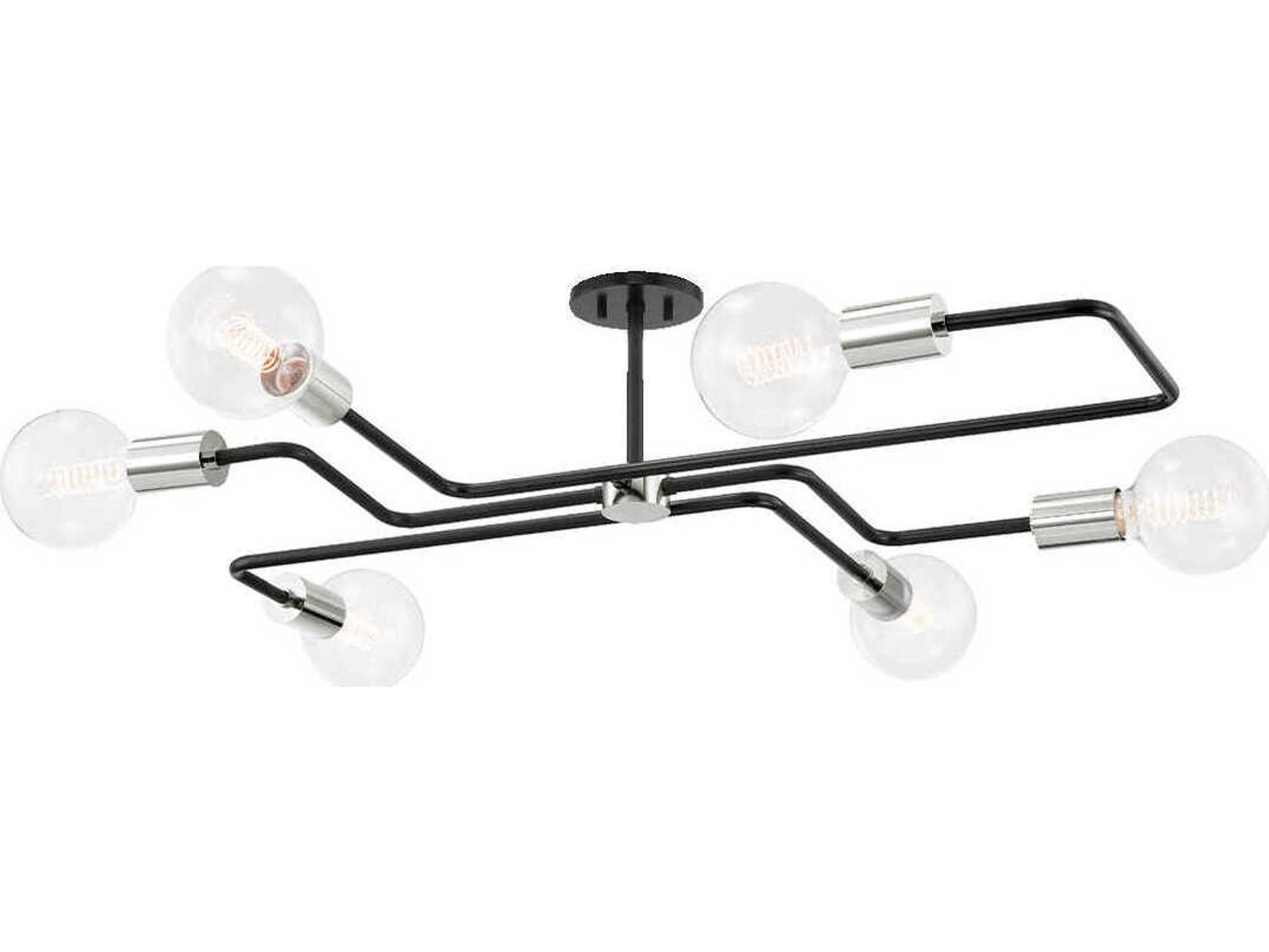 Mitzi Jena 6-Light Polished Nickel Textured Black Combo Semi Flush Mount