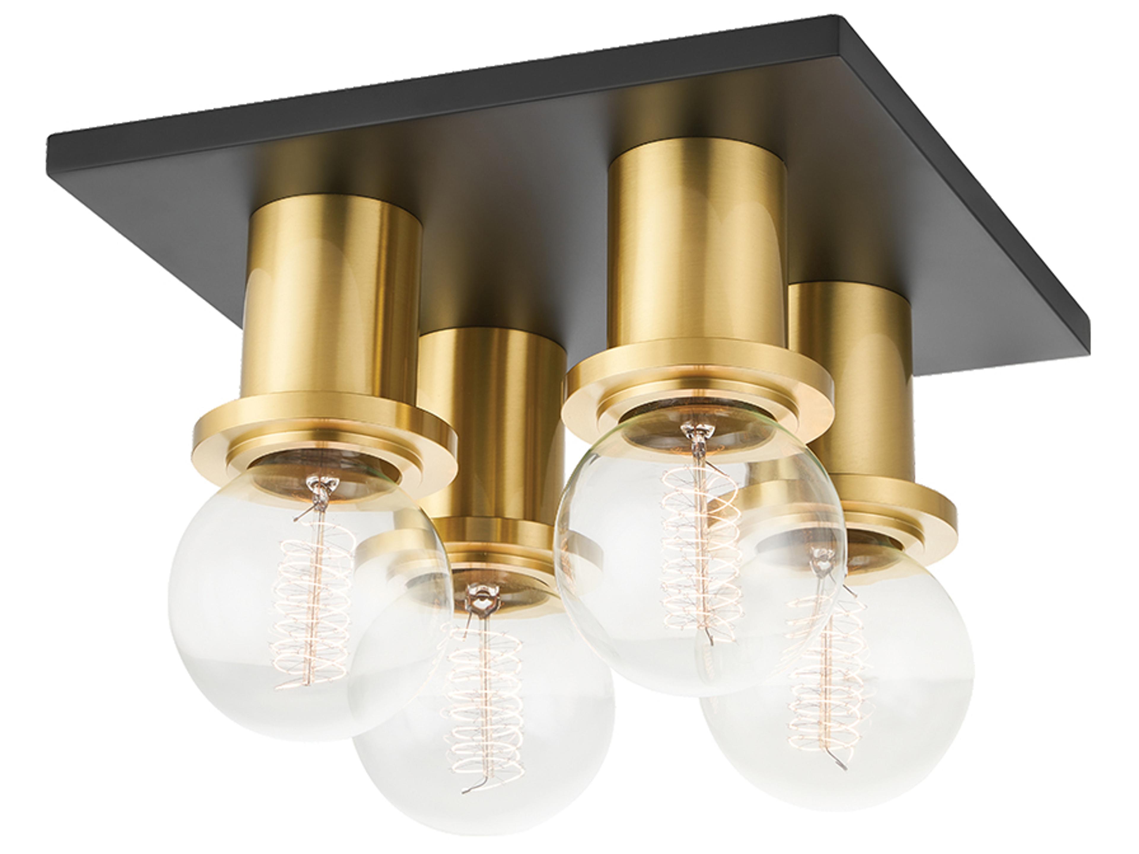 Mitzi Brandi 4-Light Aged Brass Soft Black Flush Mount
