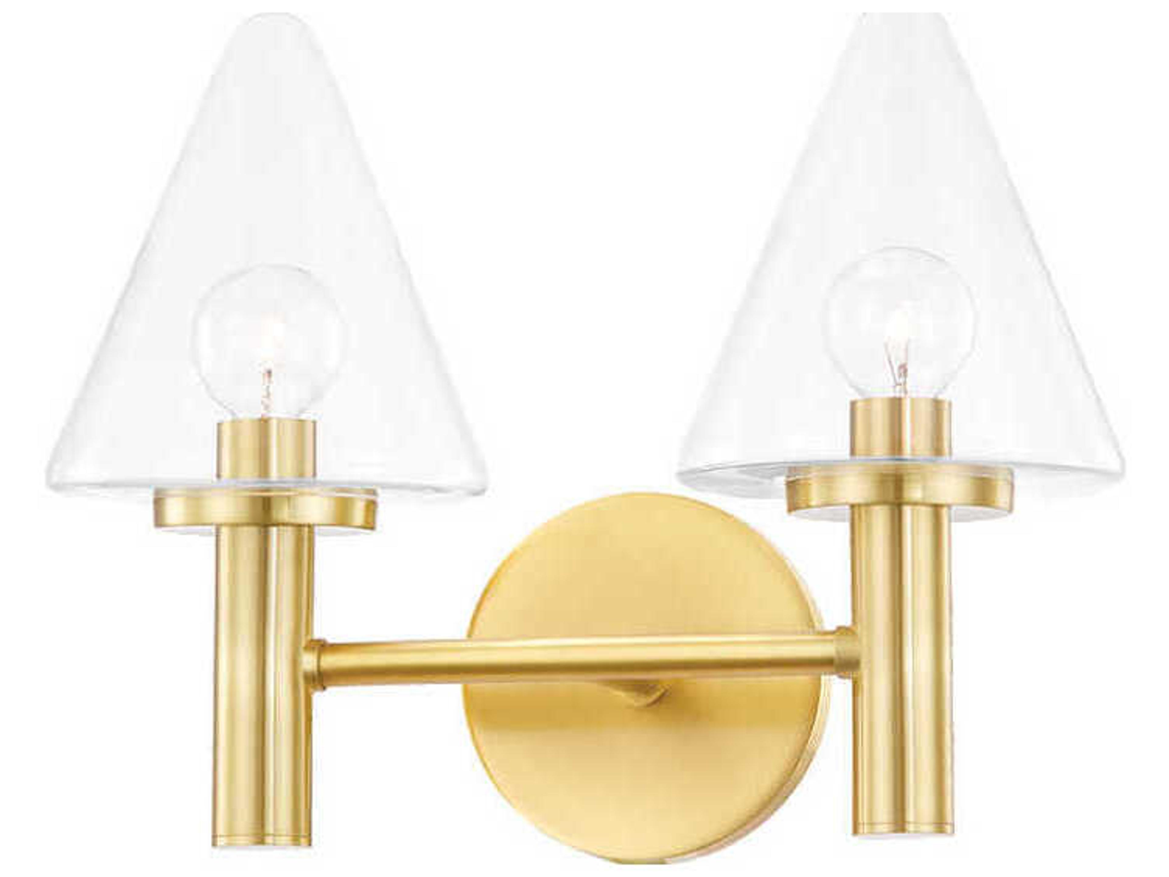 Mitzi Connie 2-Light Aged Brass Glass Vanity Light