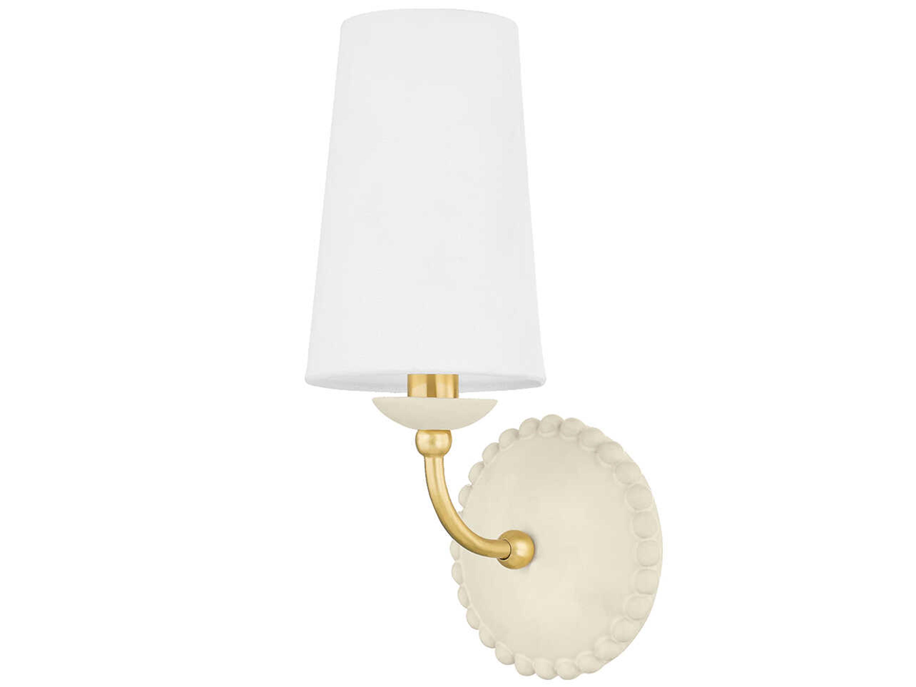 Mitzi Rhea 1-Light Aged Brass Off White Wall Sconce