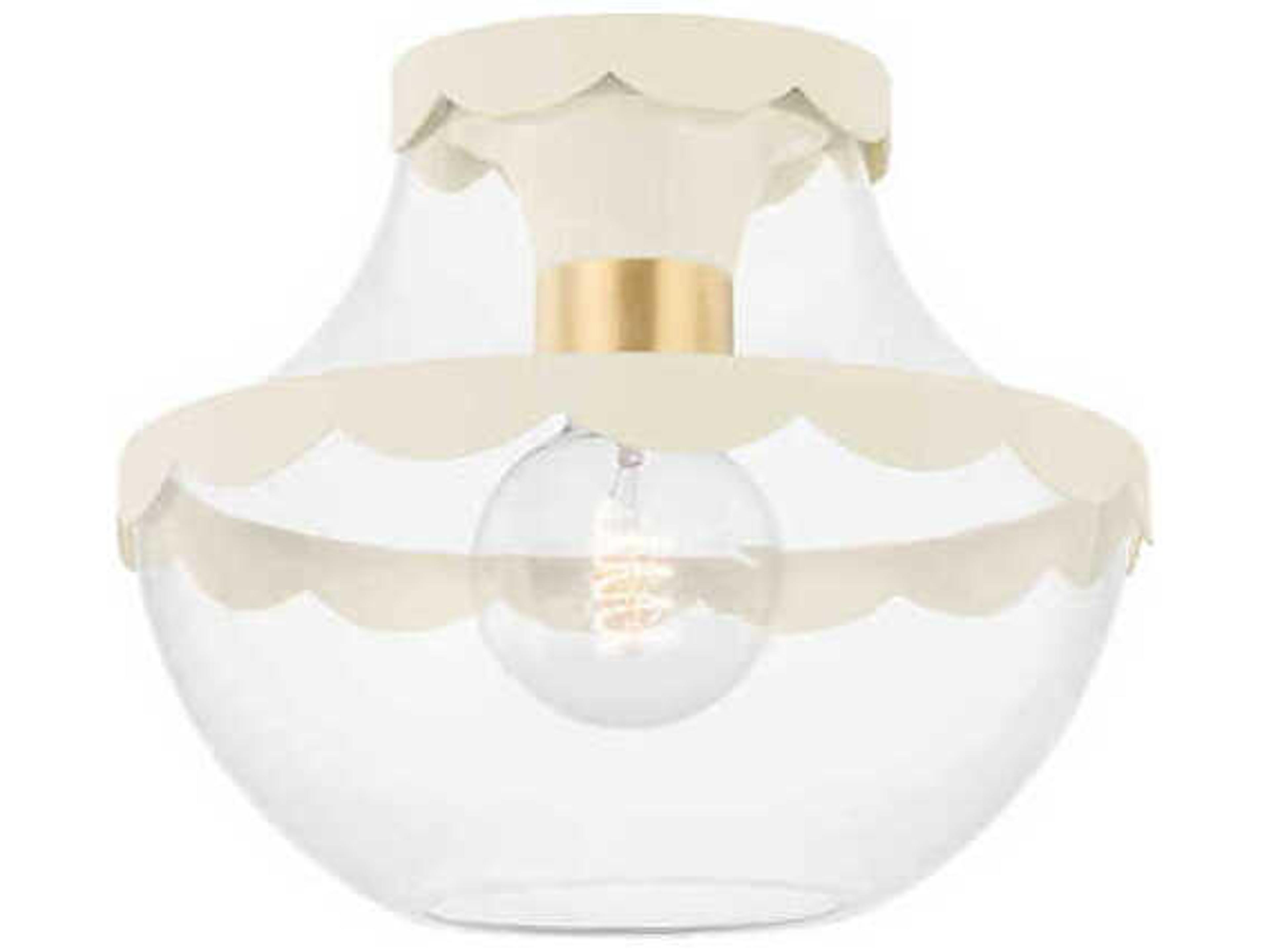 Mitzi Alaina 1-Light Aged Brass Glass Flush Mount
