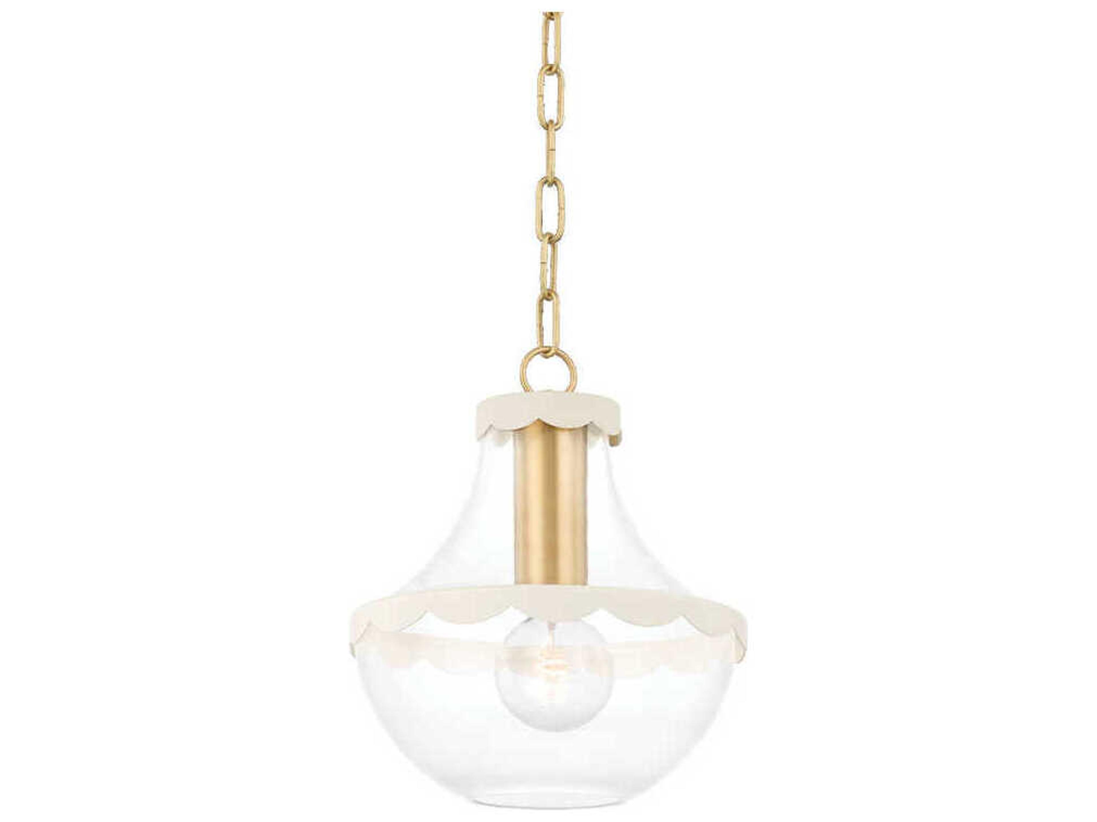 Mitzi Alaina 1-Light Aged Brass White Glass Mini Pendant