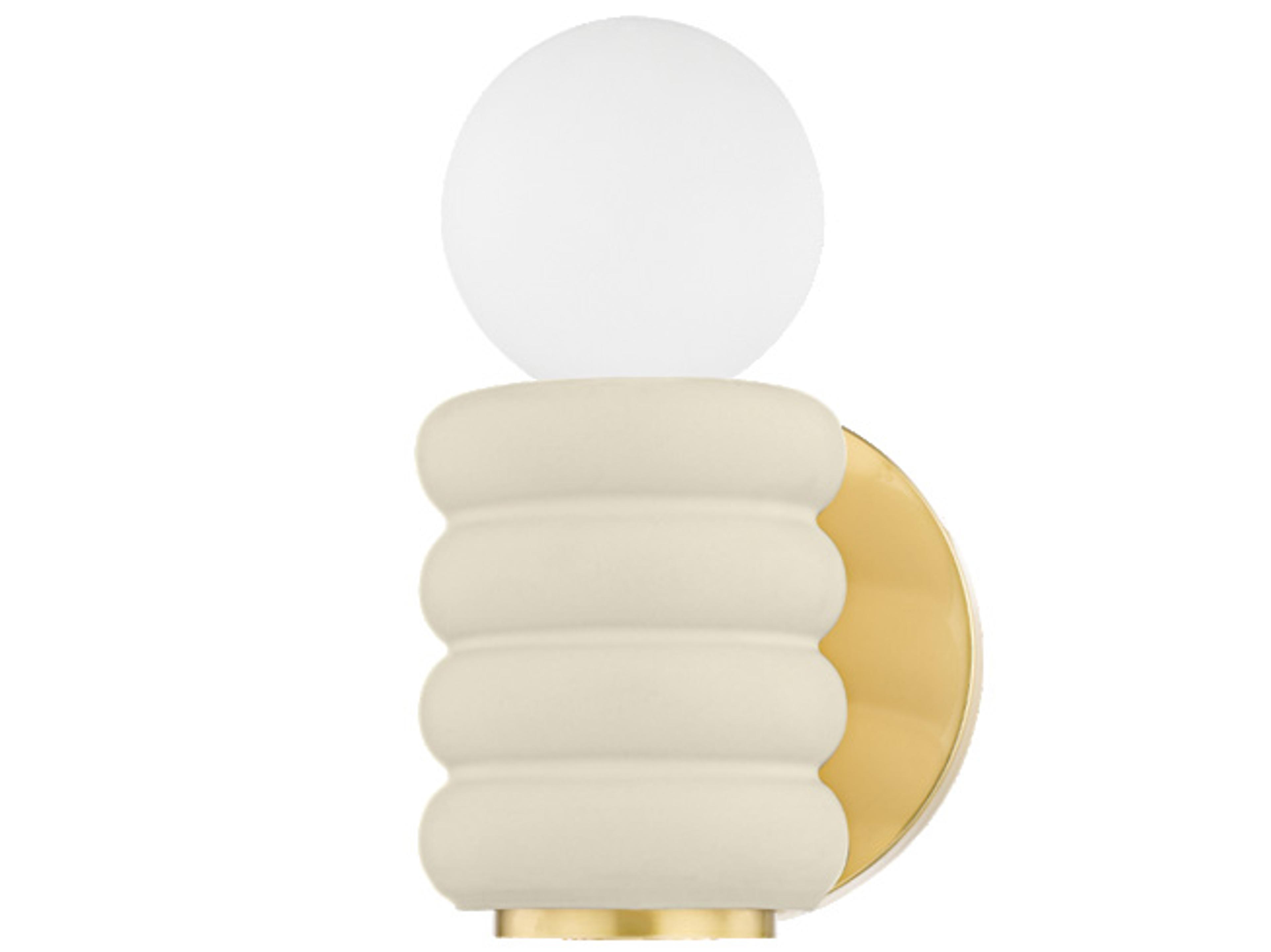 Mitzi Bibi 1-Light Aged Brass Ceramic Antique Ivory Off White Wall Sconce
