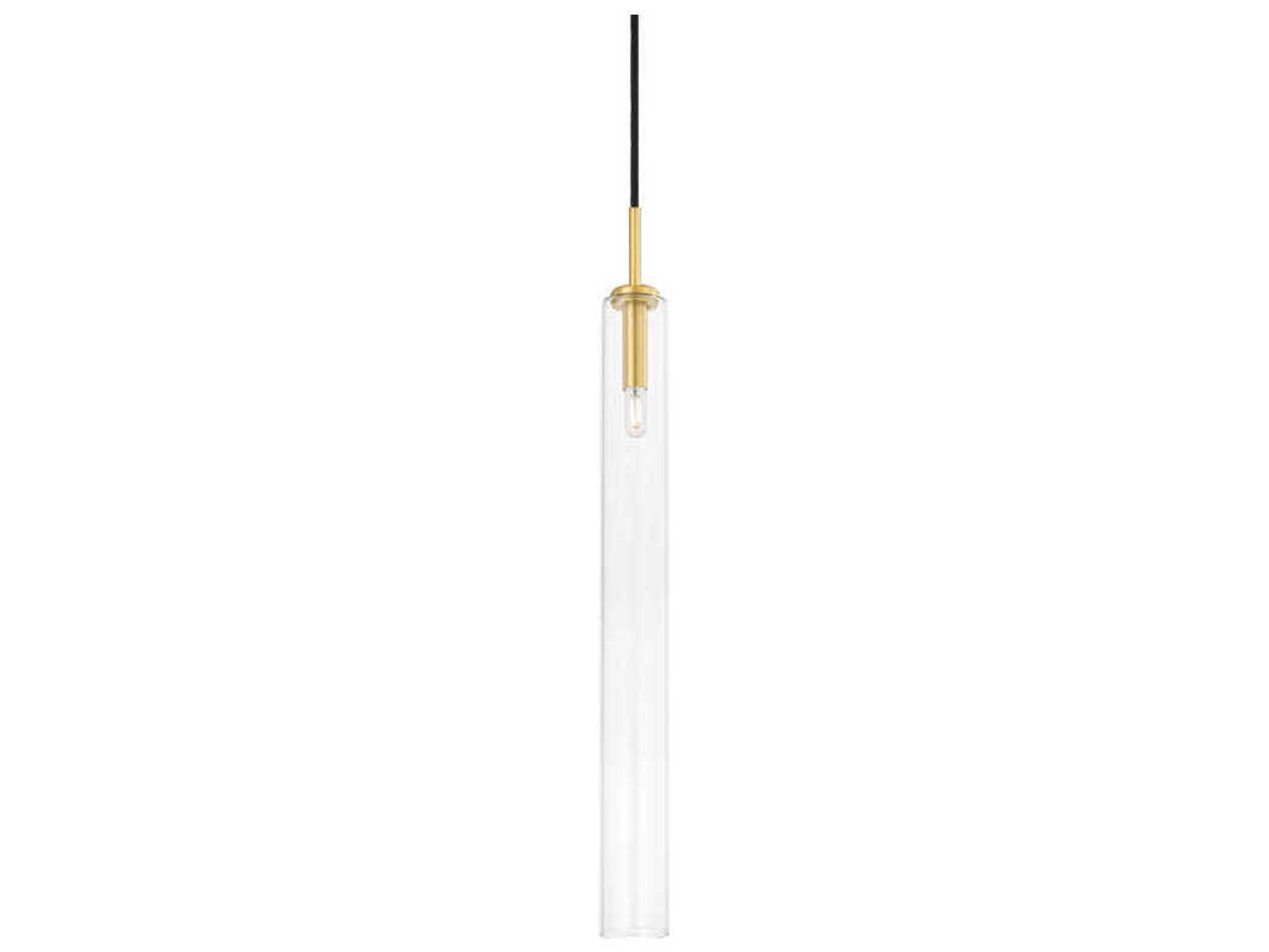 Mitzi Nyah 1-Light Aged Brass Glass Cylinder Mini Pendant