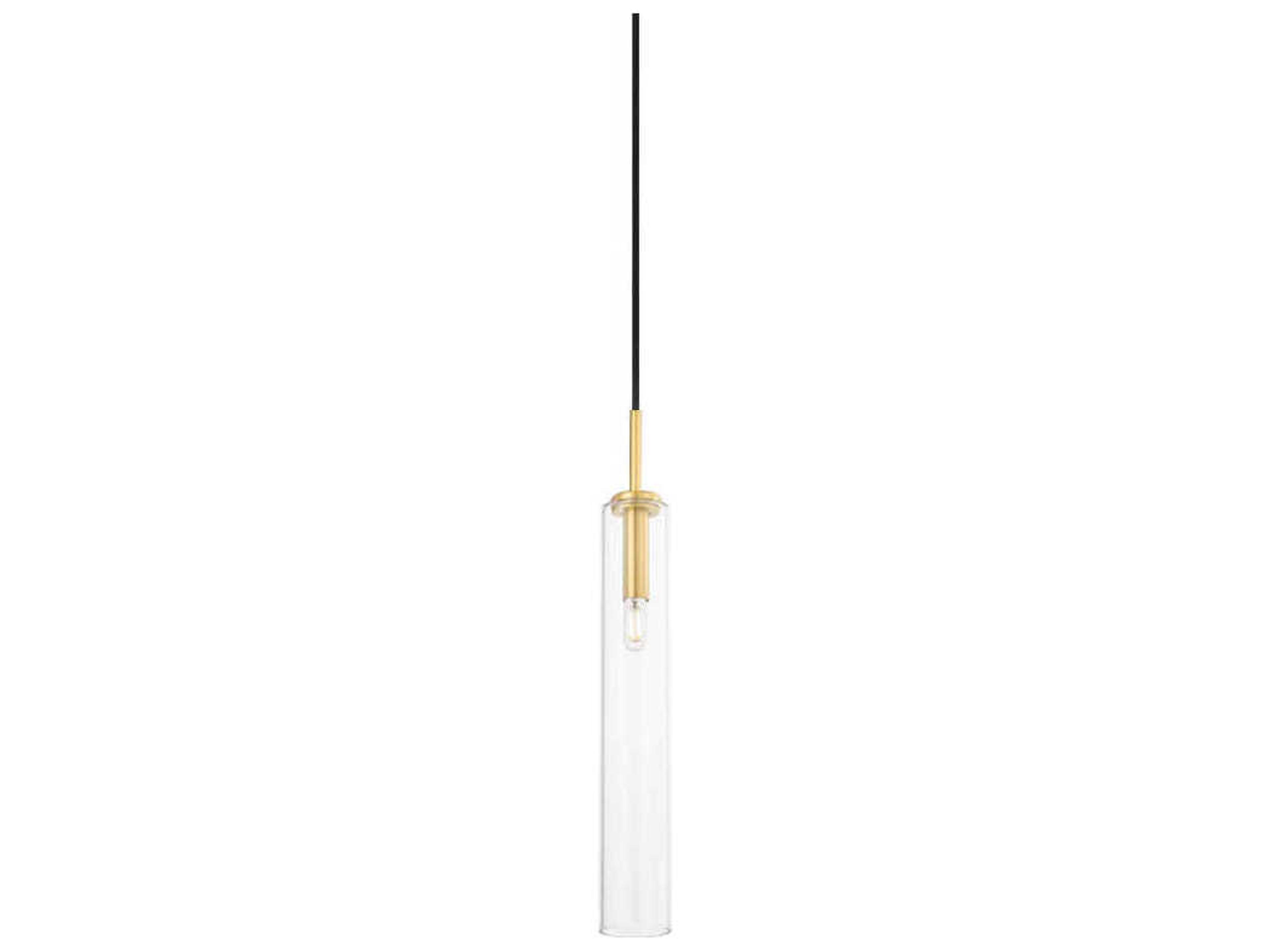 Mitzi Nyah 1-Light Aged Brass Glass Cylinder Mini Pendant