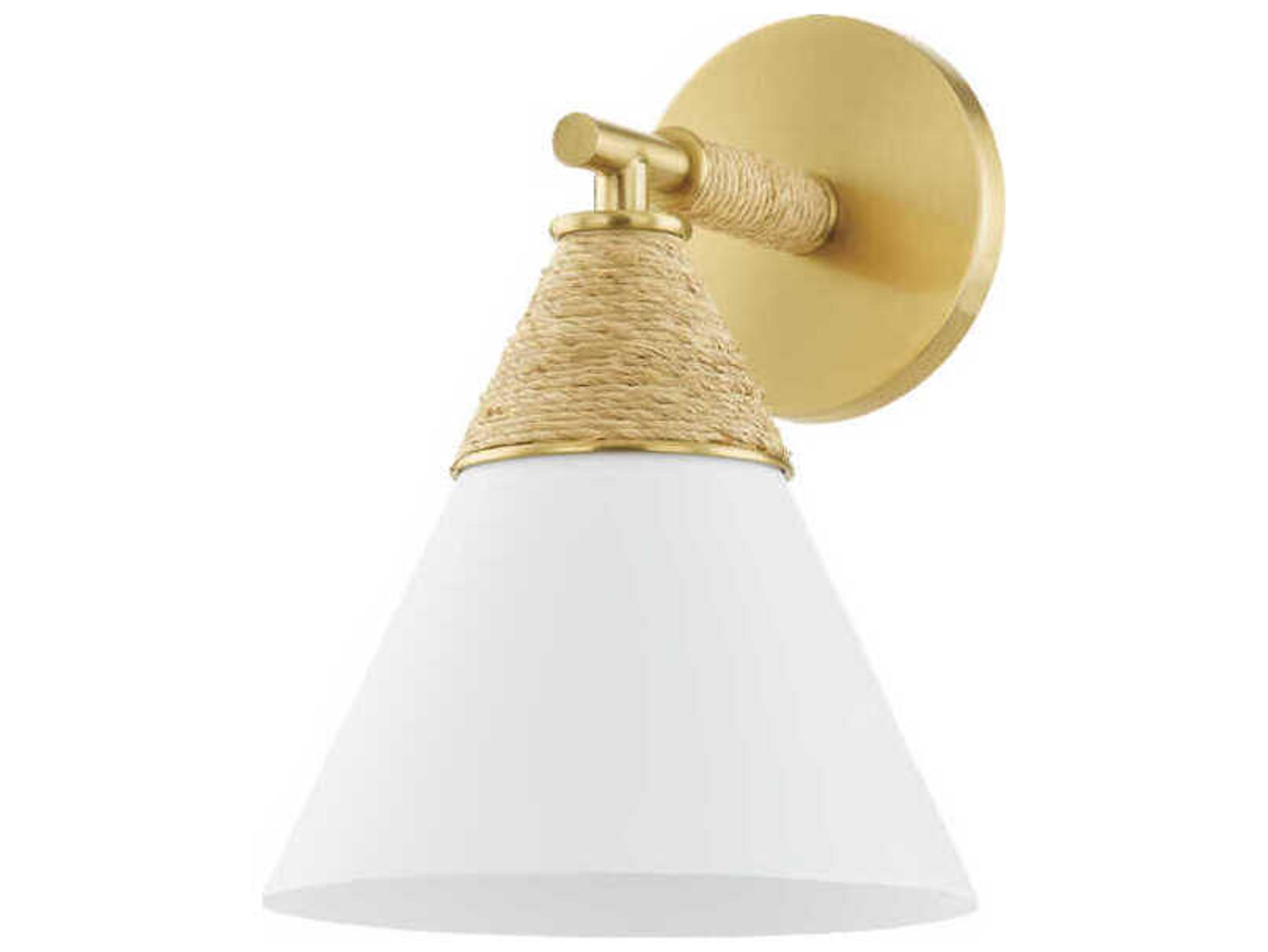Mitzi Mica 1-Light Aged Brass White Wall Sconce
