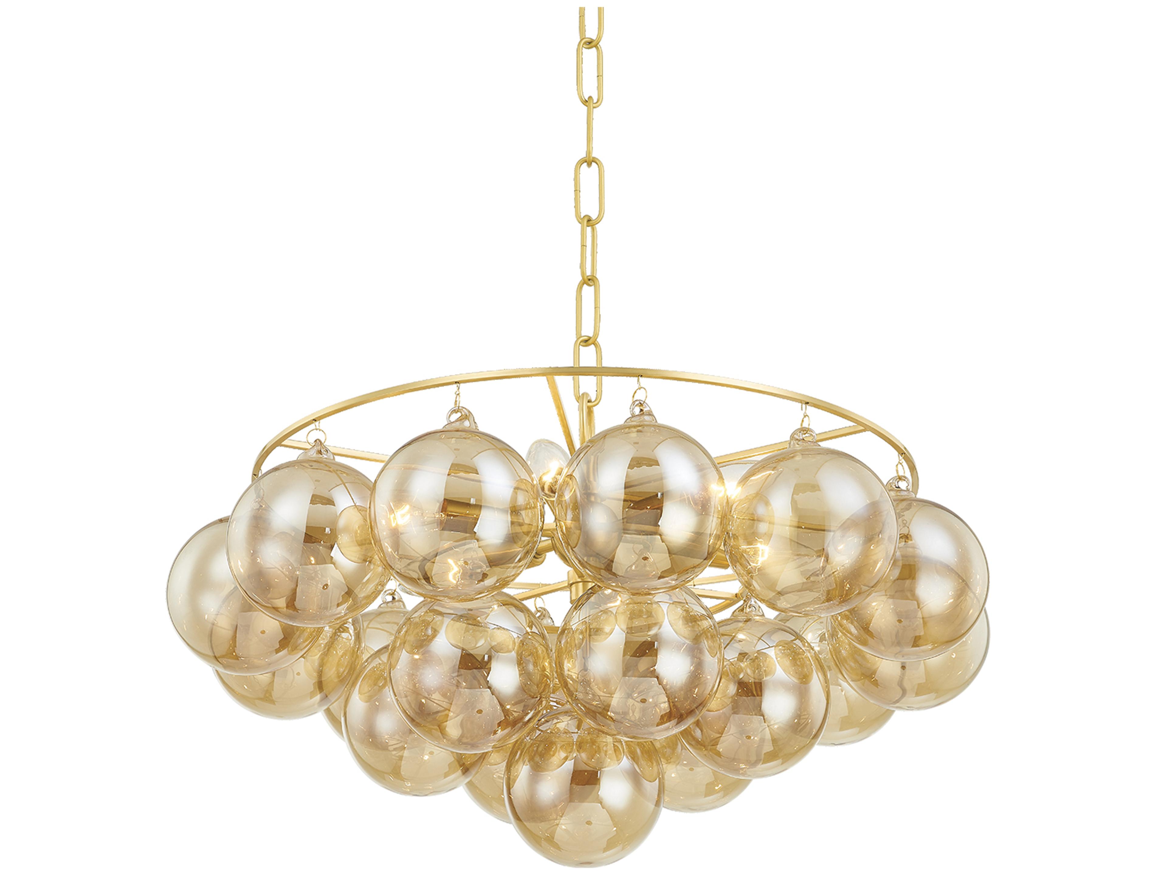 Mitzi Mimi 6-Light Aged Brass Glass Candelabra Globe Chandelier