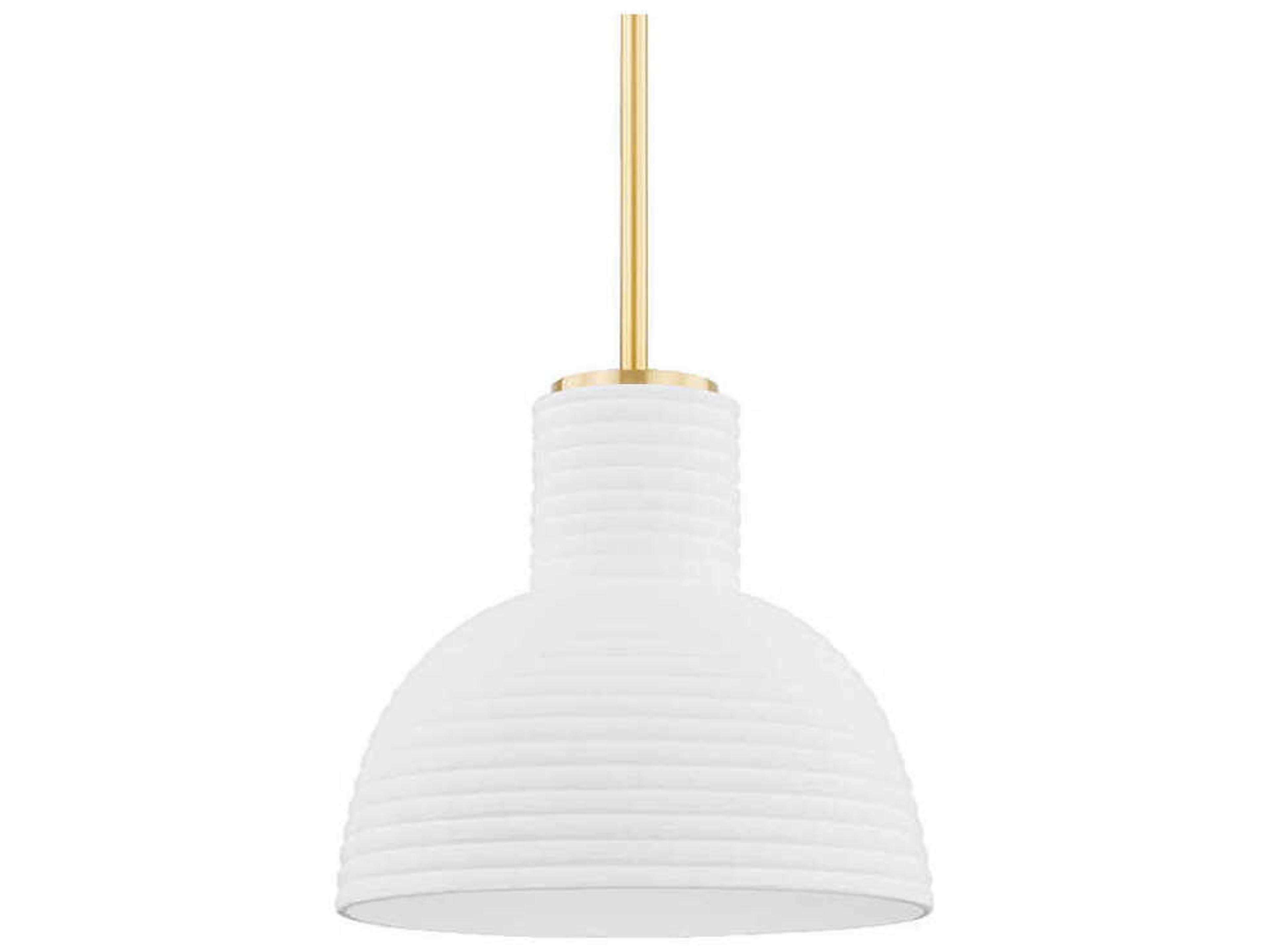 Mitzi Paloma 1-Light Aged Brass White Dome Pendant