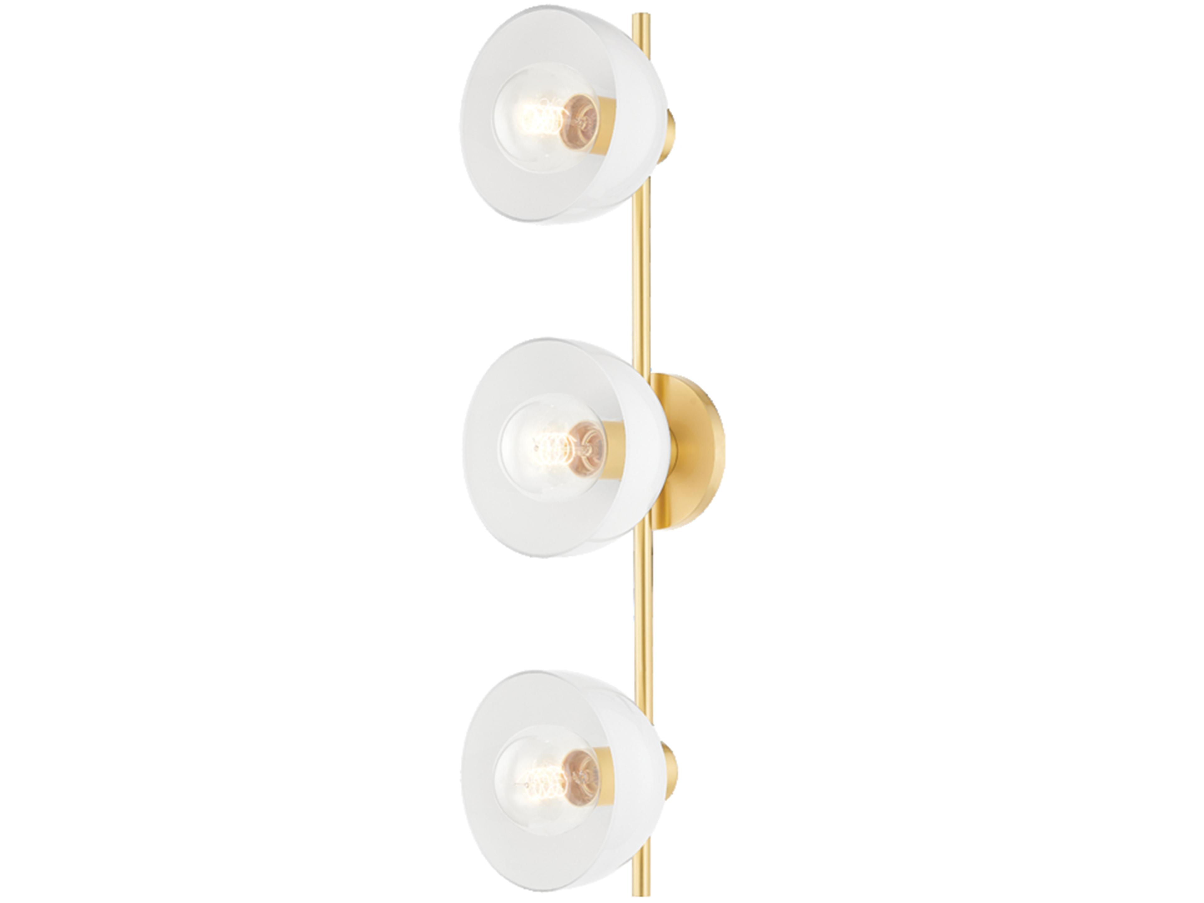 Mitzi Belle 3-Light Aged Brass Glass Vanity Light