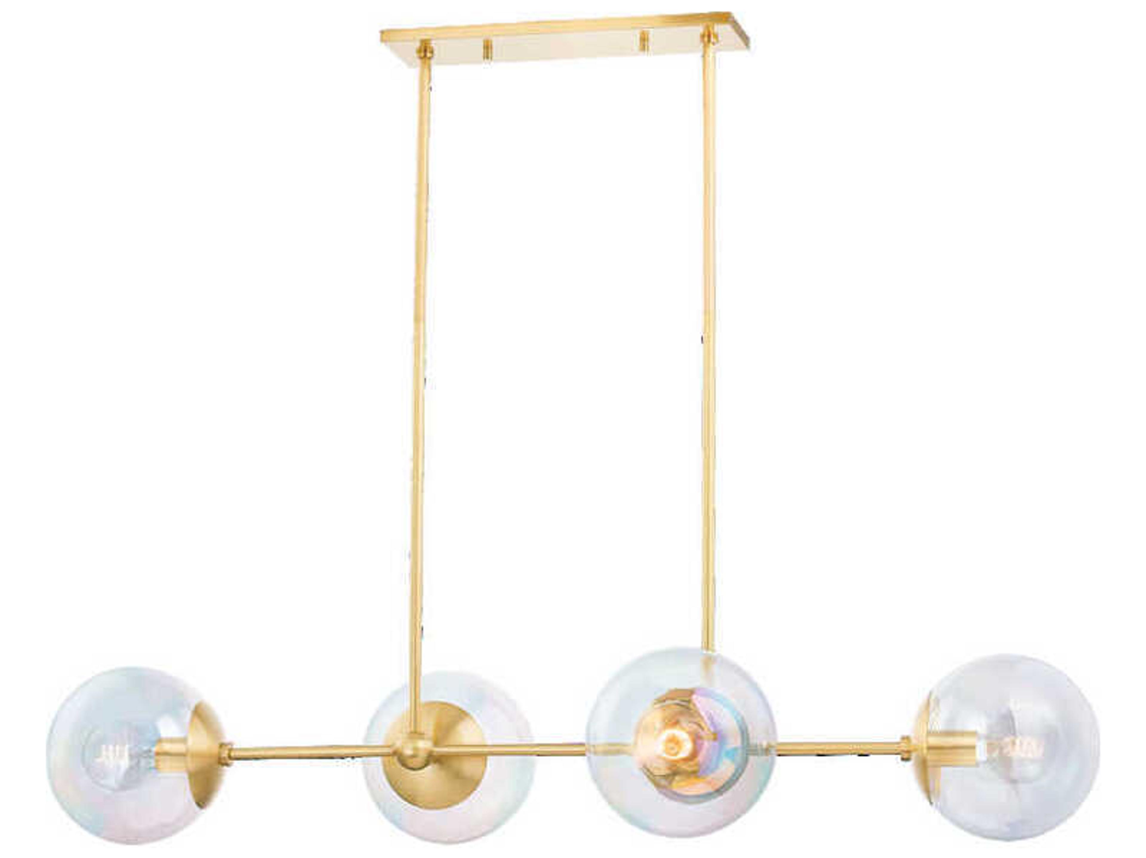 Mitzi Ophelia 4-Light Aged Brass Glass Globe Linear Island Pendant