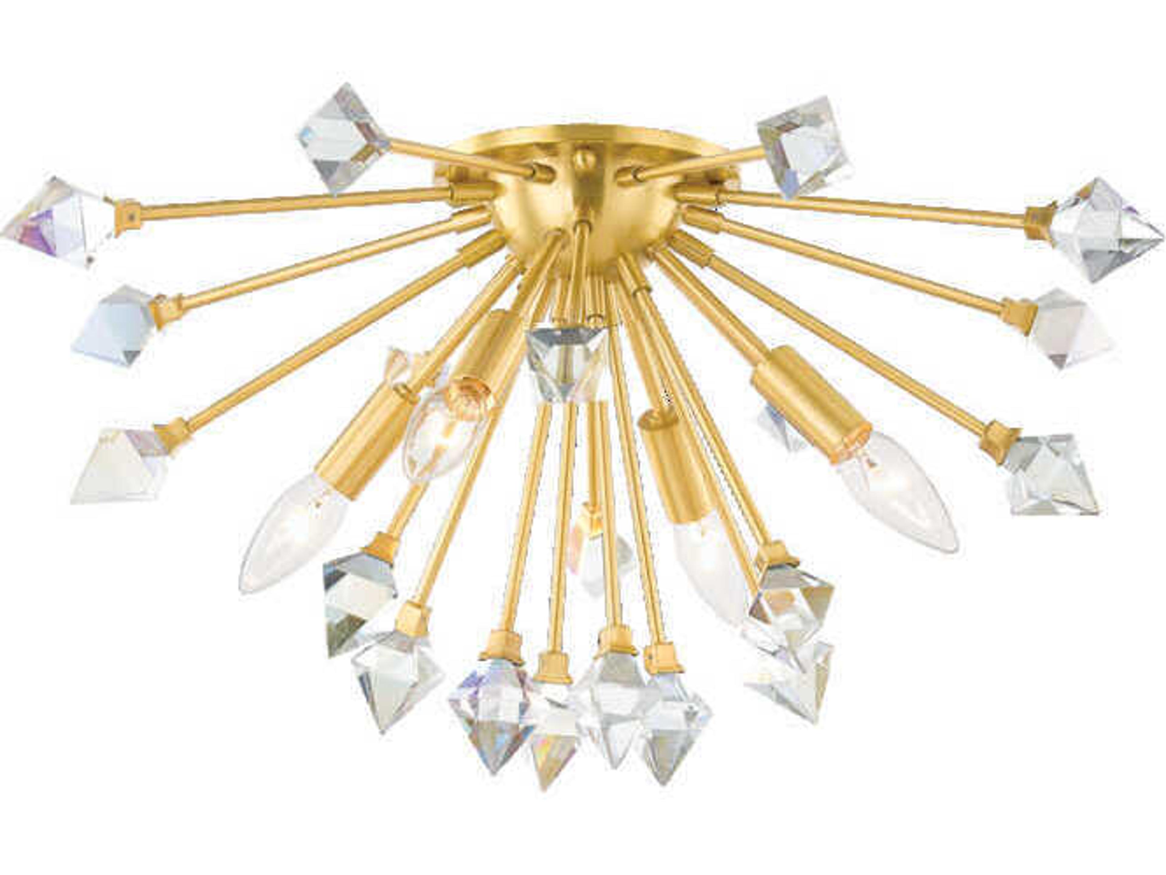Mitzi Genesis 4-Light Aged Brass Crystal Sputnik Flush Mount