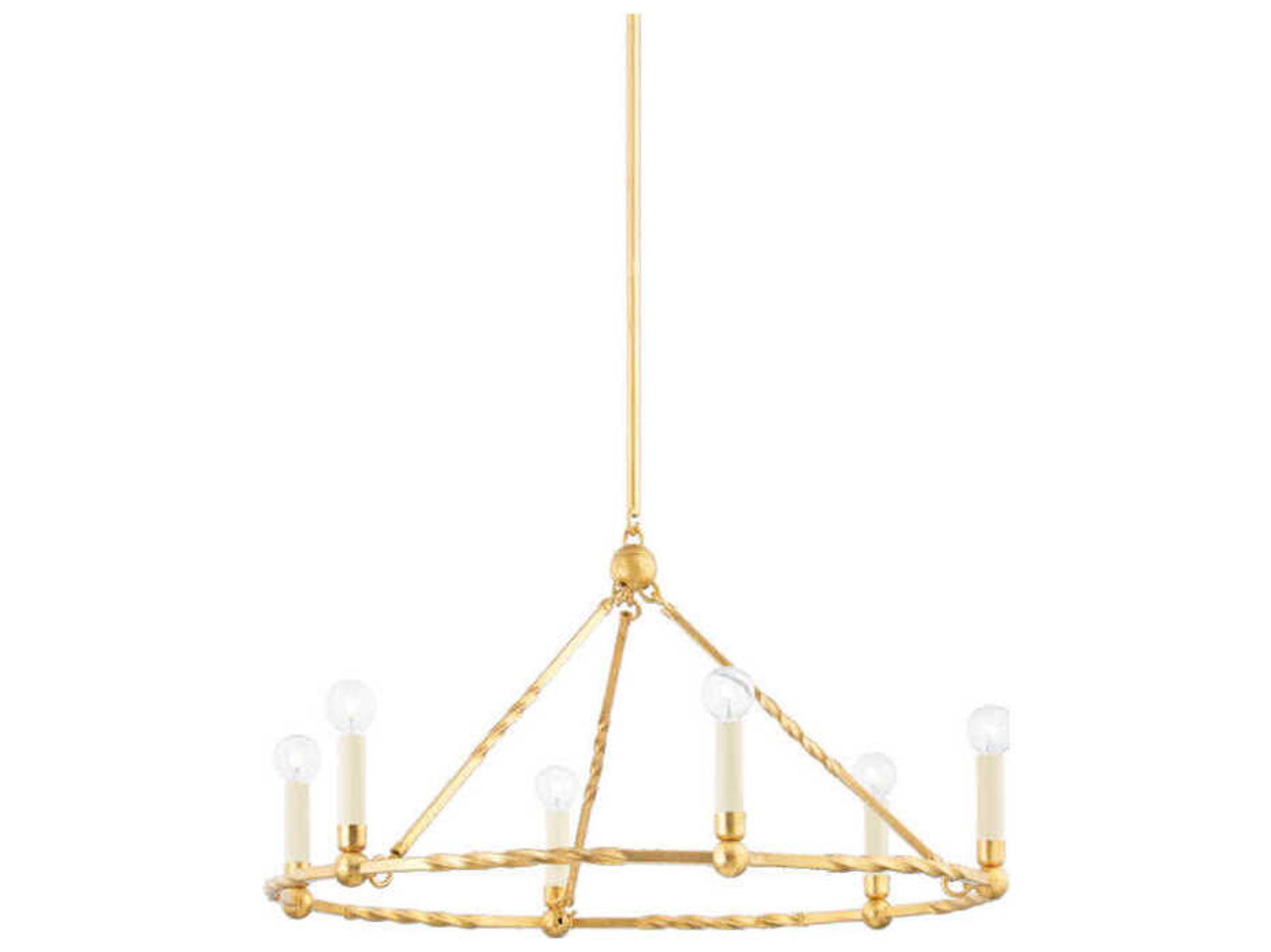 Mitzi Josephine 6-Light Vintage Gold Leaf Candelabra Chandelier