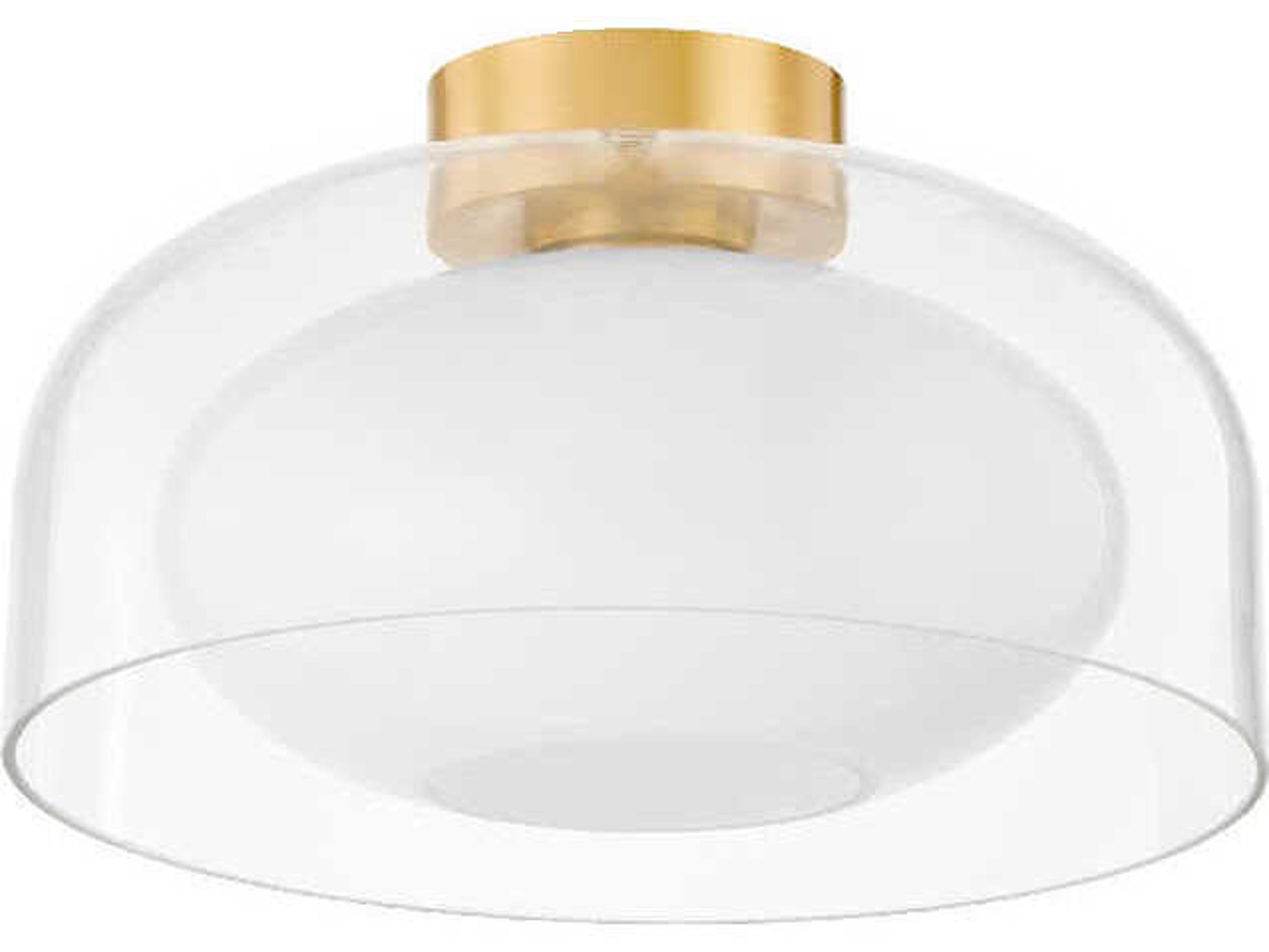 Mitzi Giovanna 1-Light Aged Brass Glass Dome Flush Mount