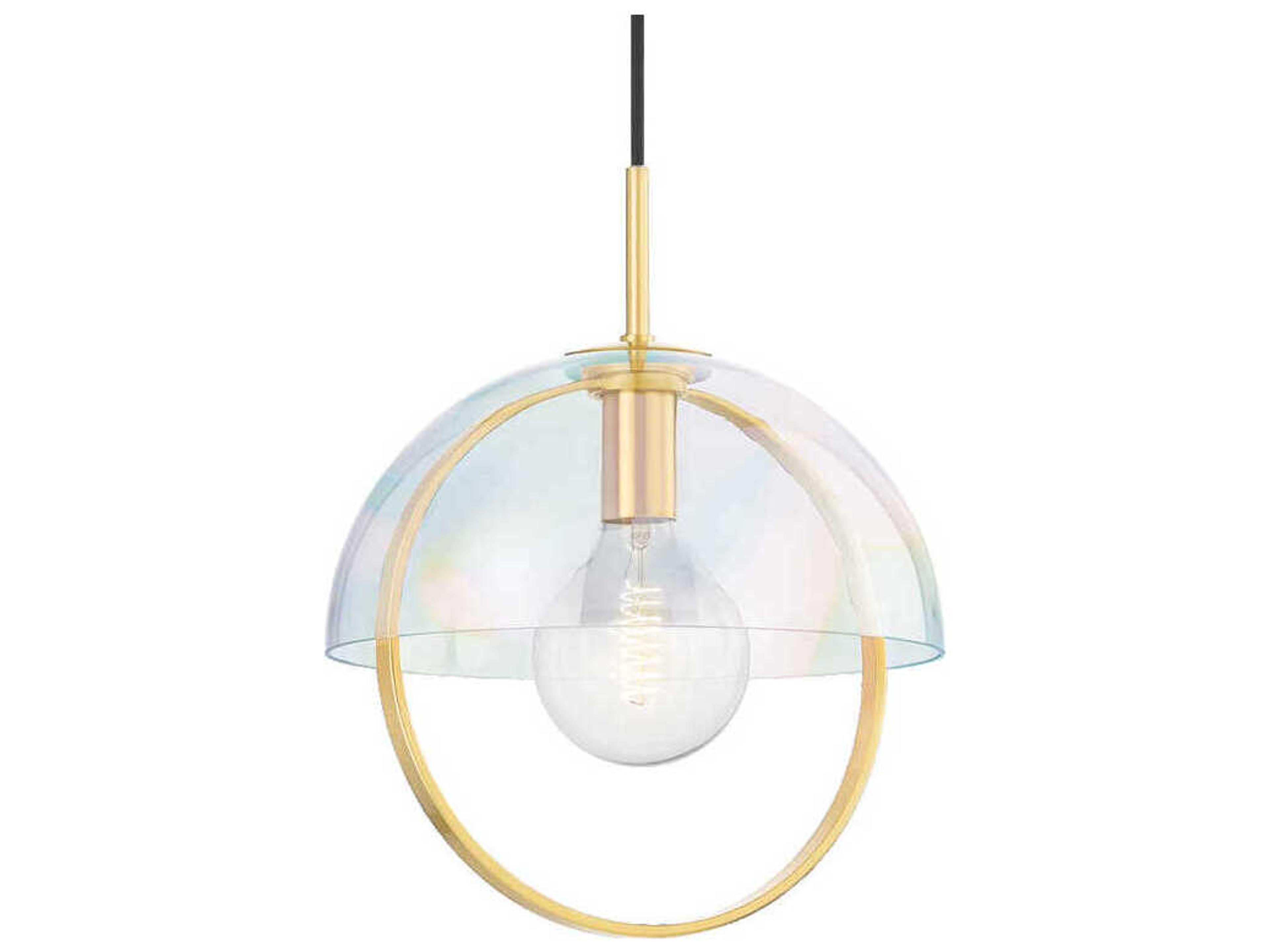 Mitzi Meriah 1-Light Aged Brass Glass Dome Pendant