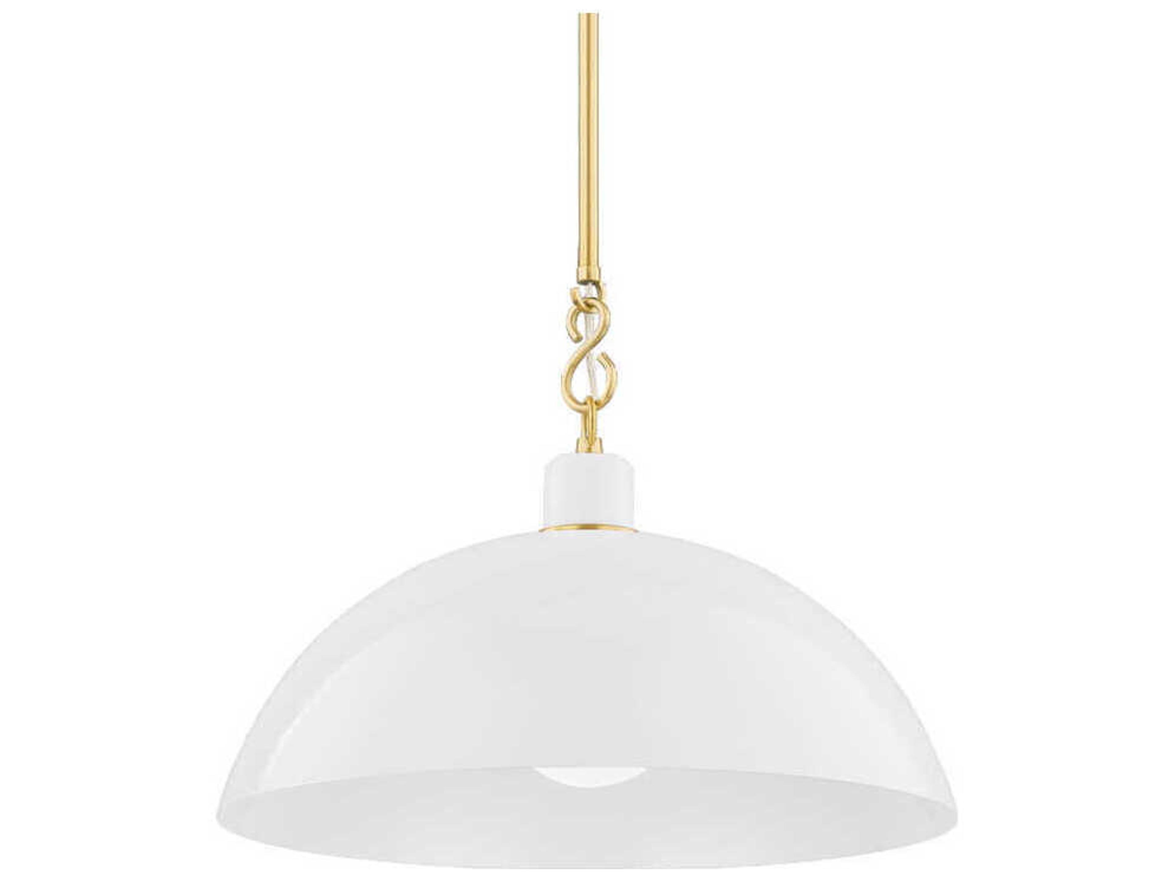 Mitzi Camille 1-Light Aged Brass White Dome Pendant