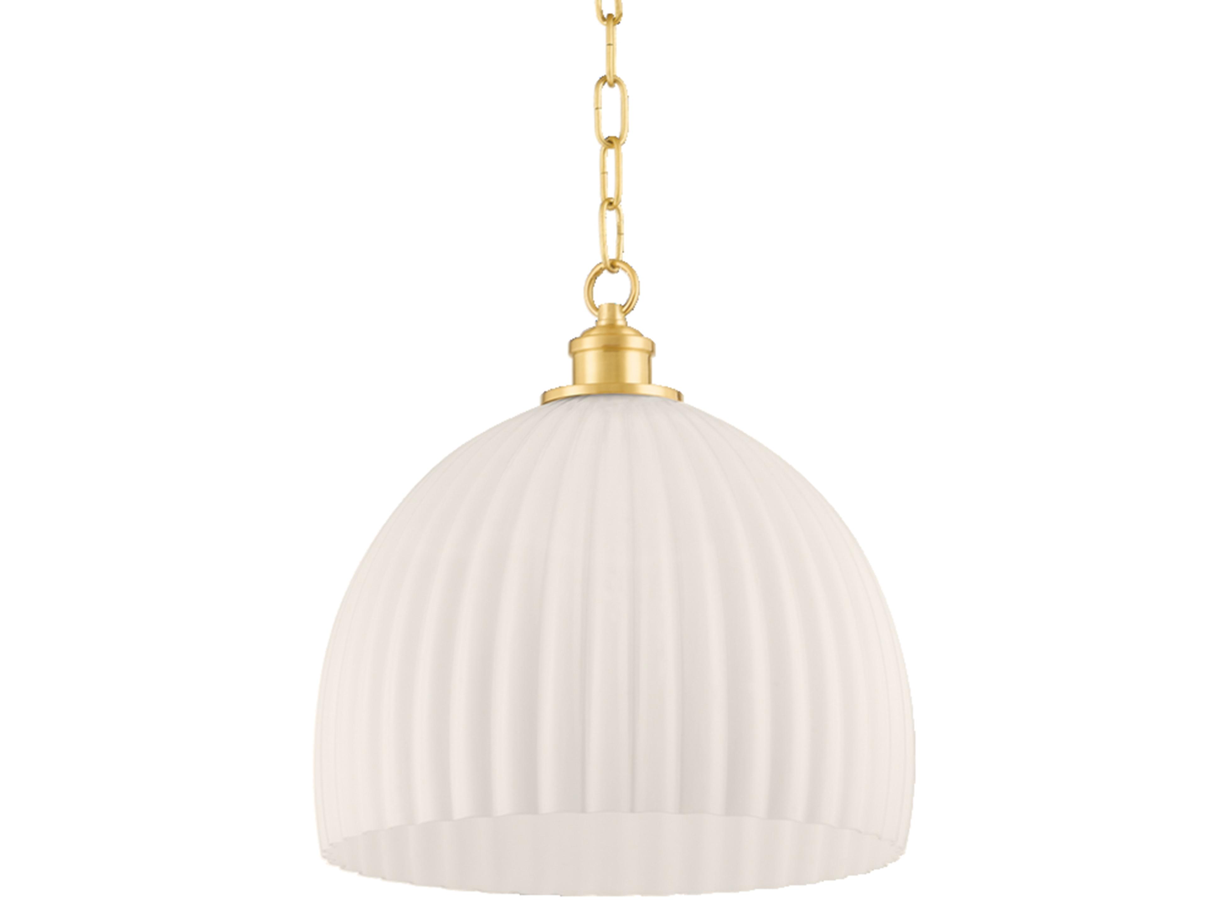 Mitzi Hillary 1-Light Aged Brass White Glass Dome Pendant