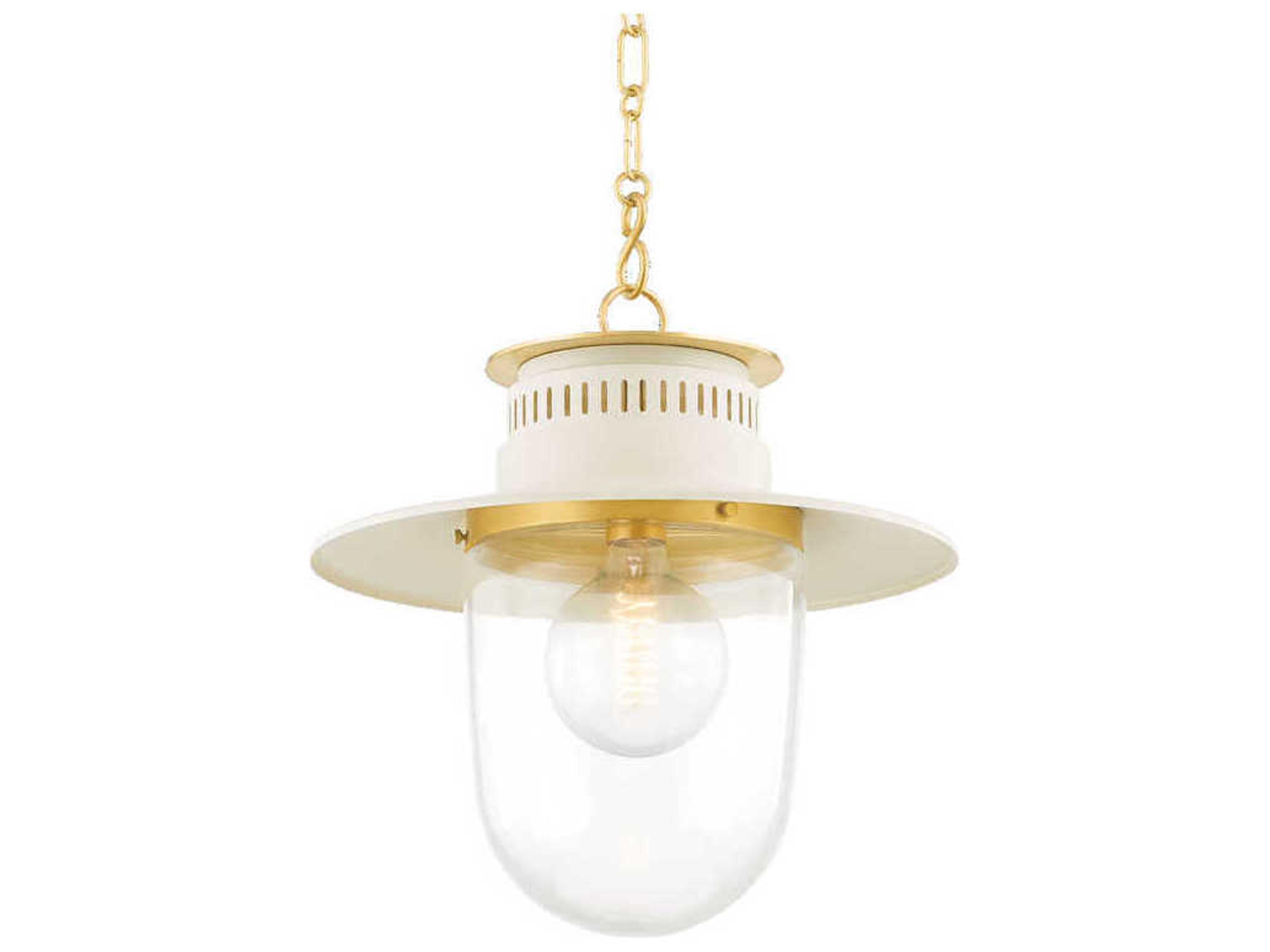 Mitzi Nori 1-Light Aged Brass White Glass Pendant