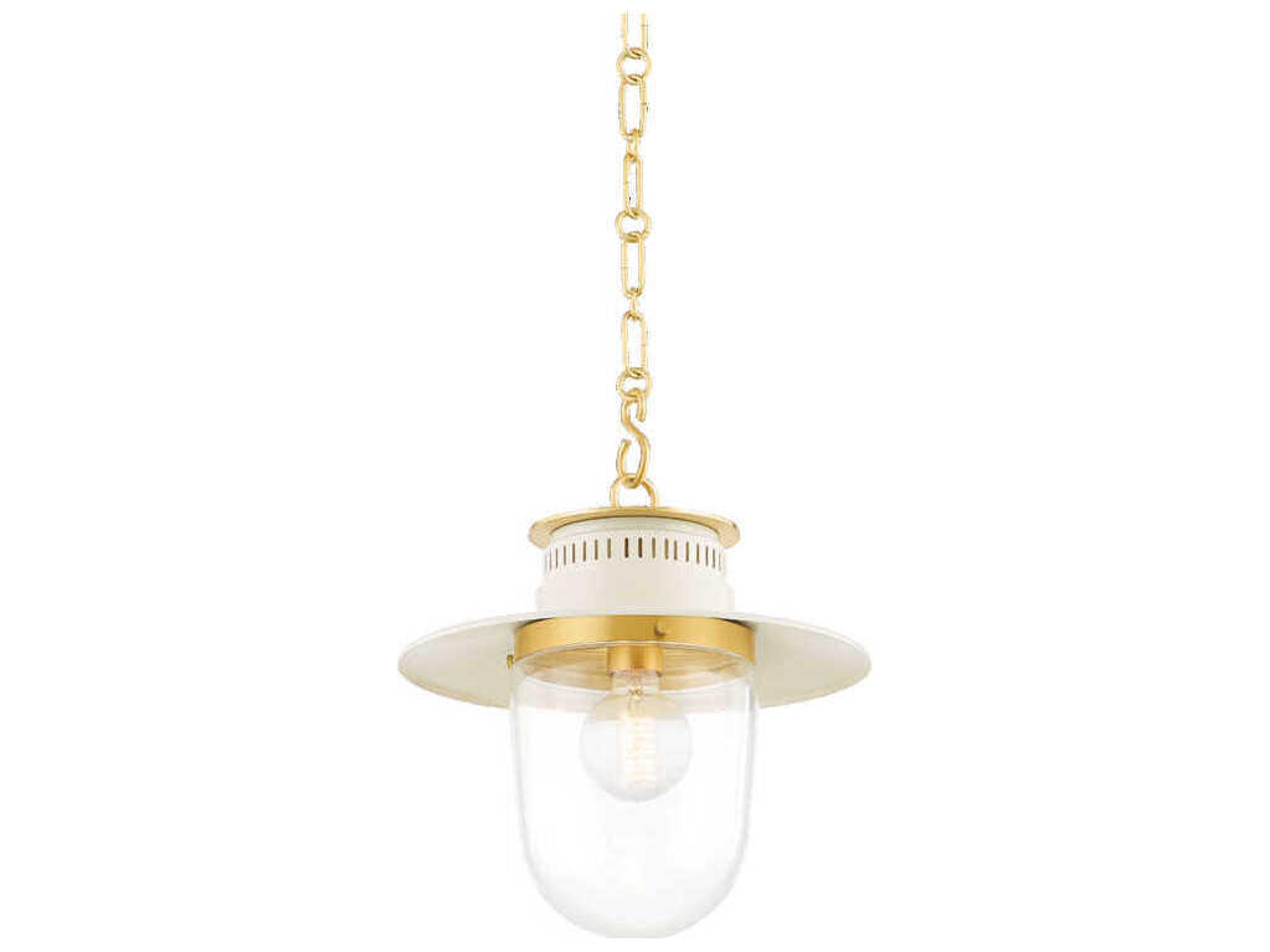 Mitzi Nori 1-Light Aged Brass White Glass Pendant