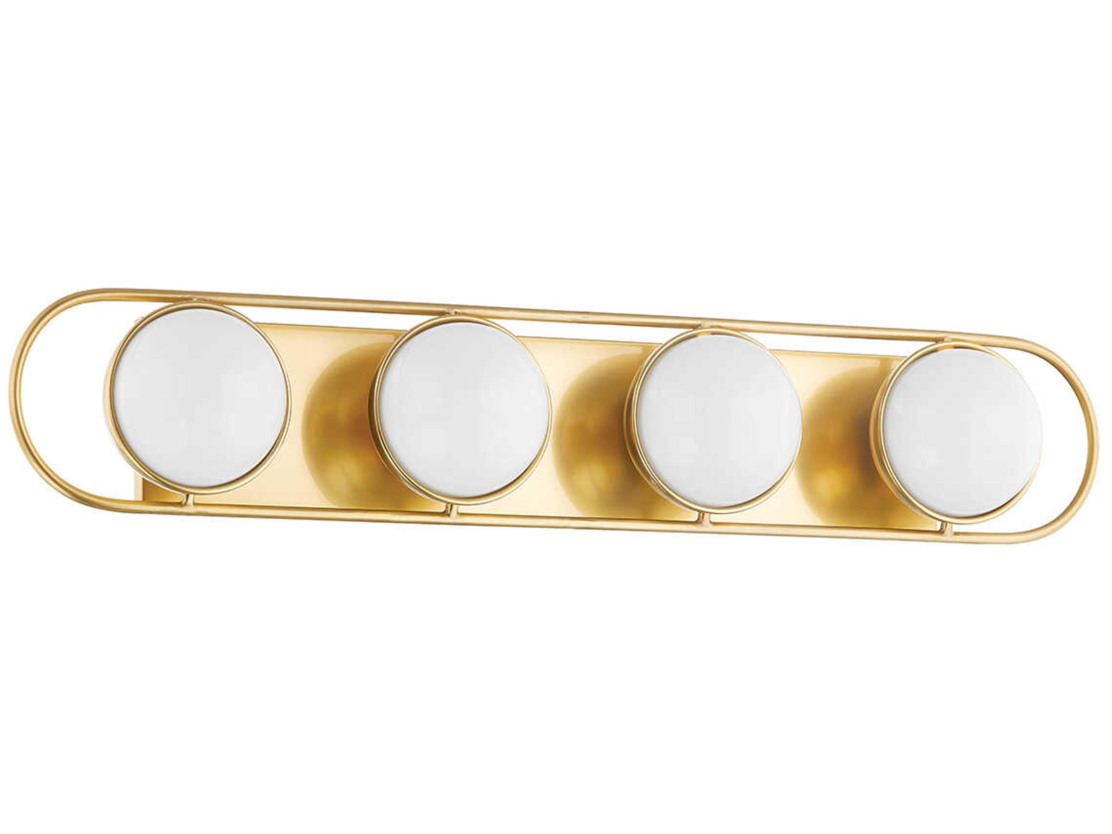 Mitzi Amy 4-Light Aged Brass Glass Vanity Light