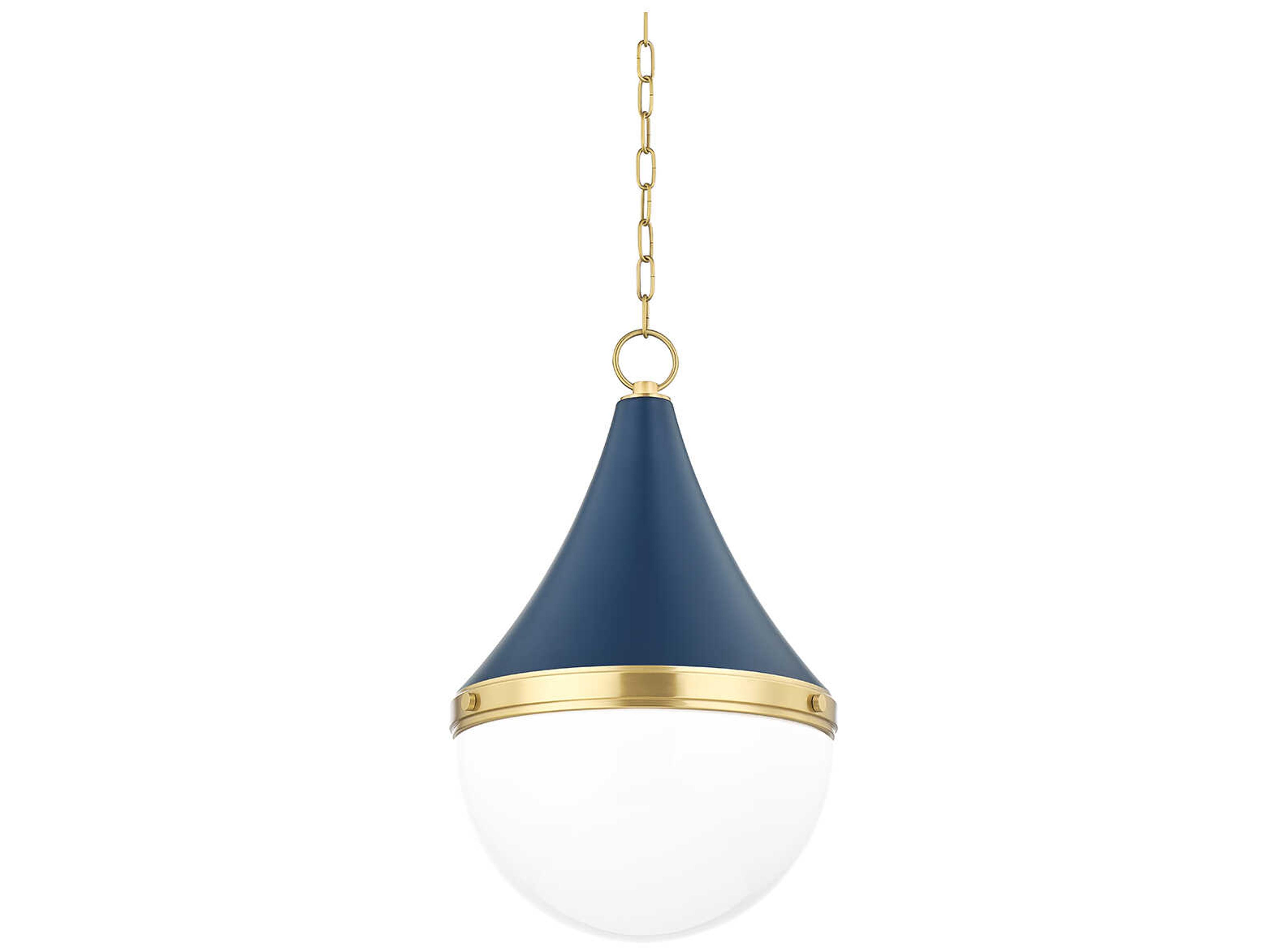 Mitzi Ciara 1-Light Aged Brass Soft Navy Blue Glass Pendant