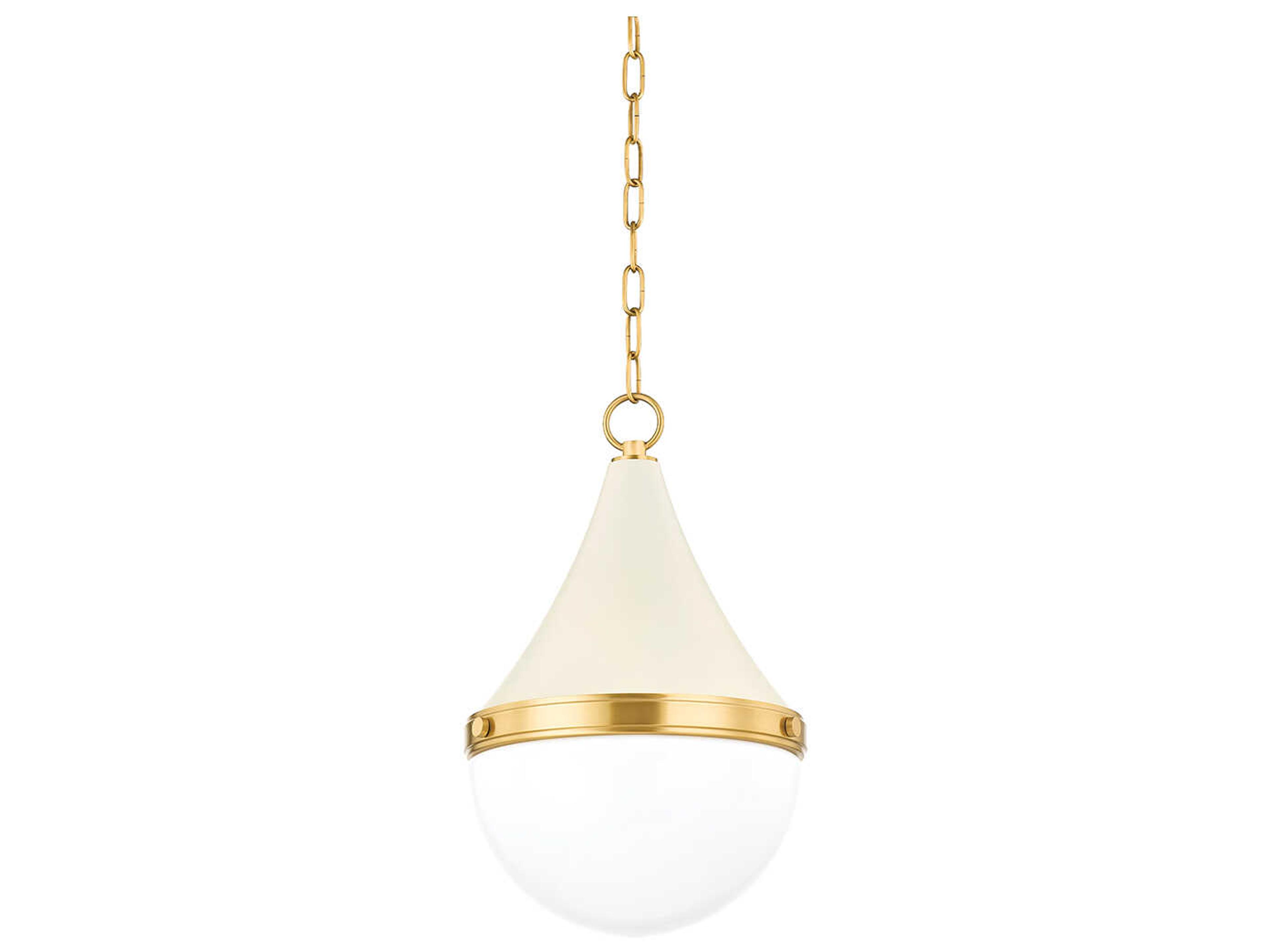 Ciara 1-Light Aged Brass Soft Cream White Glass Mini Pendant