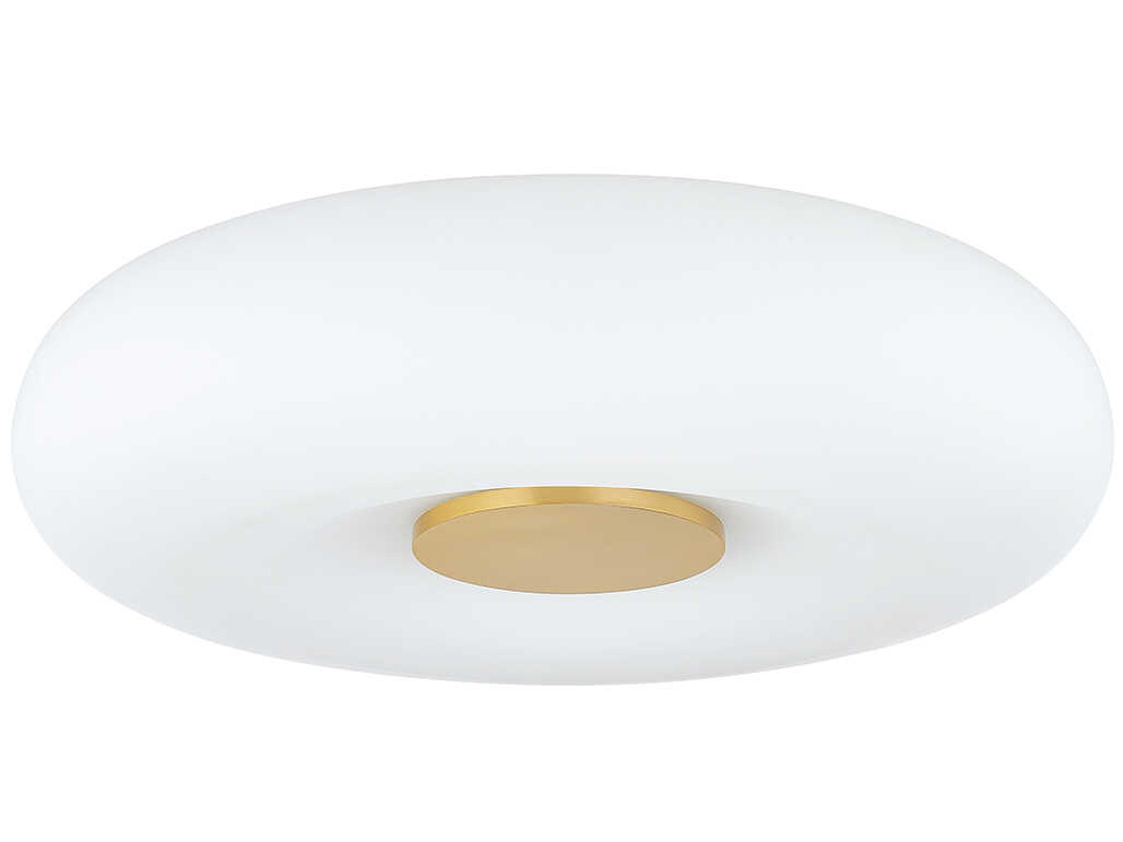 Mitzi Imani 1-Light Aged Brass Glass LED Flush Mount
