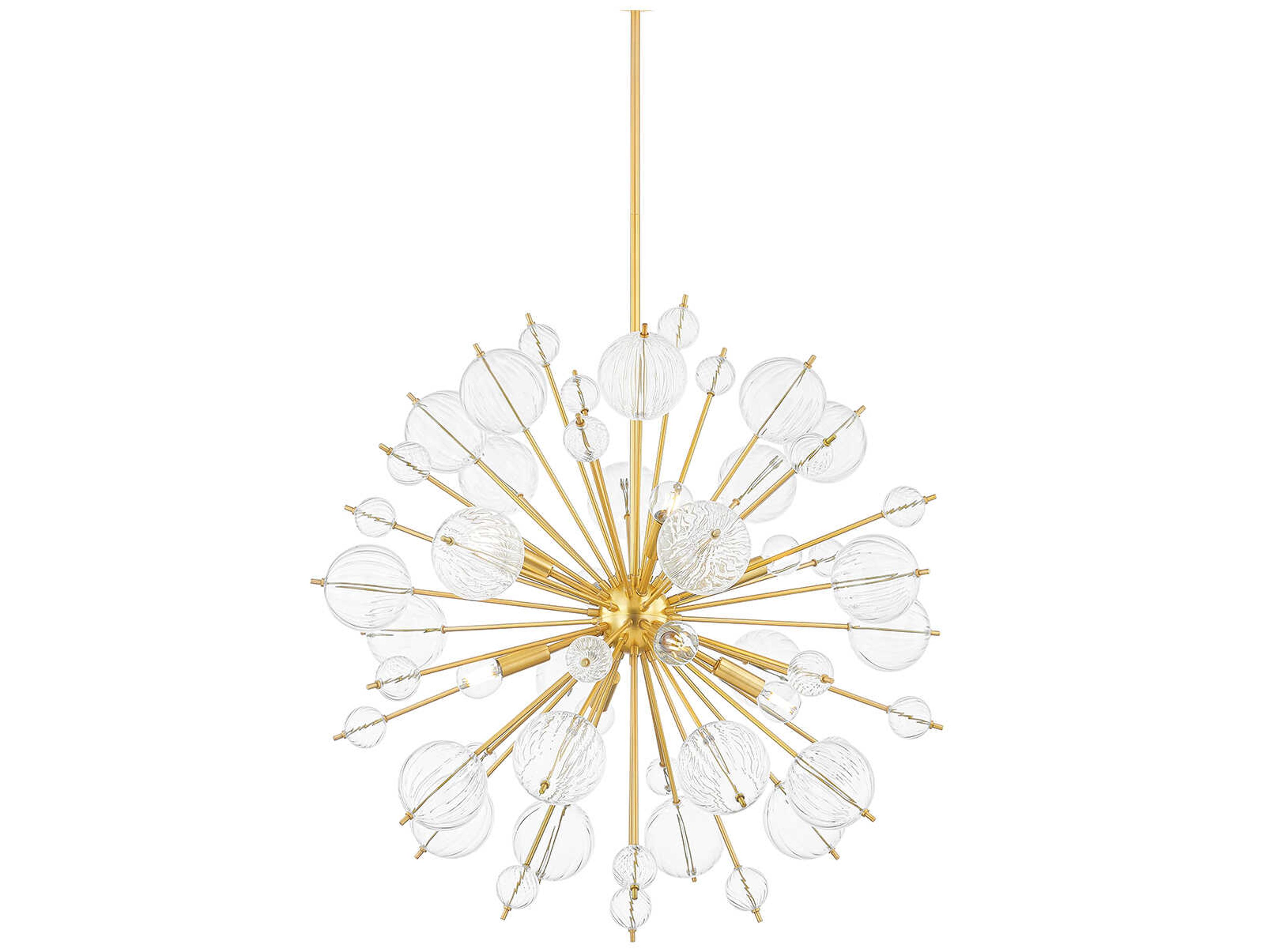 Mitzi Linnea 8-Light Aged Brass Glass Candelabra Sputnik Chandelier
