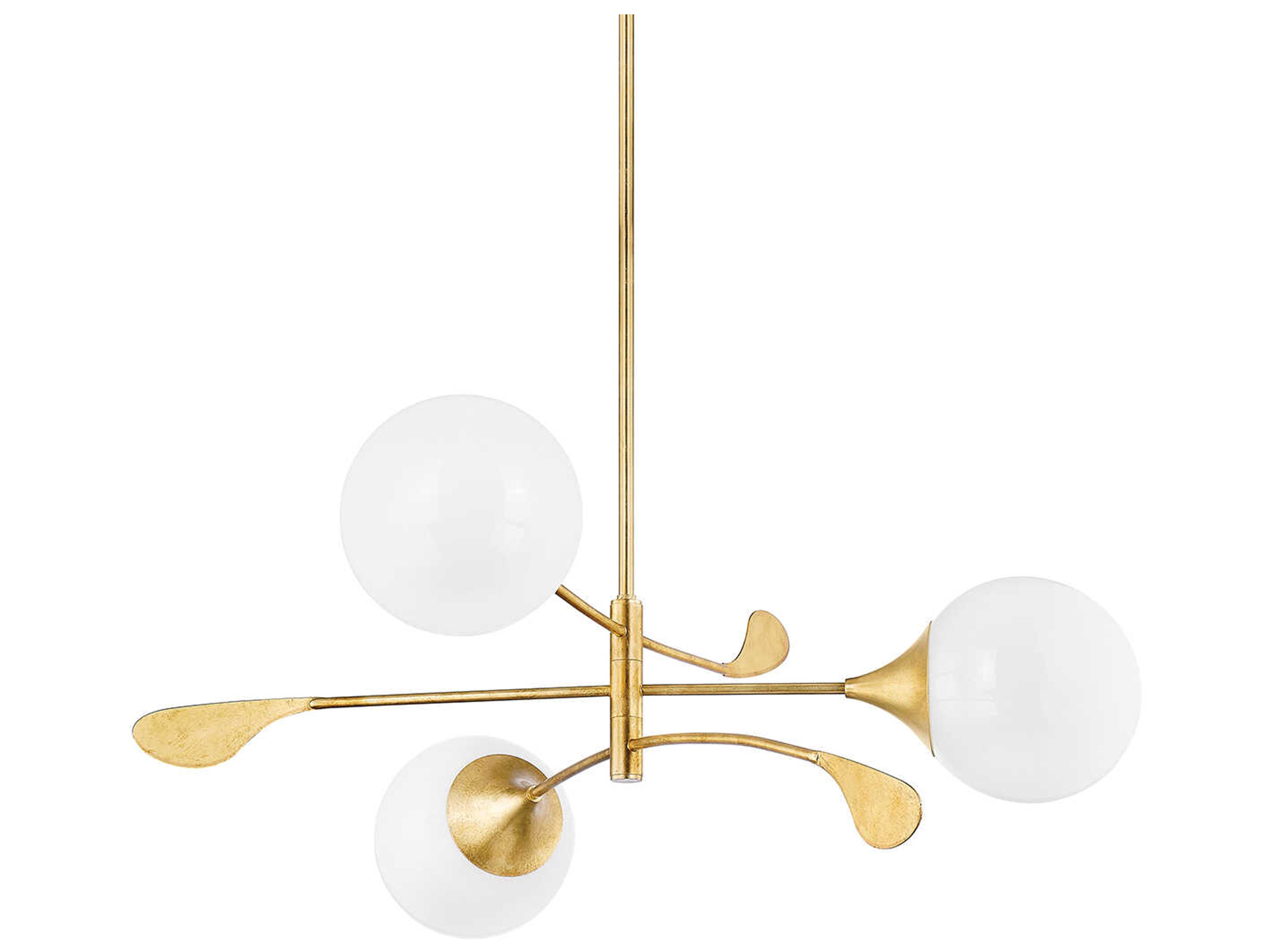 Mitzi Victoria 3-Light Vintage Gold Leaf Glass Globe Linear Chandelier