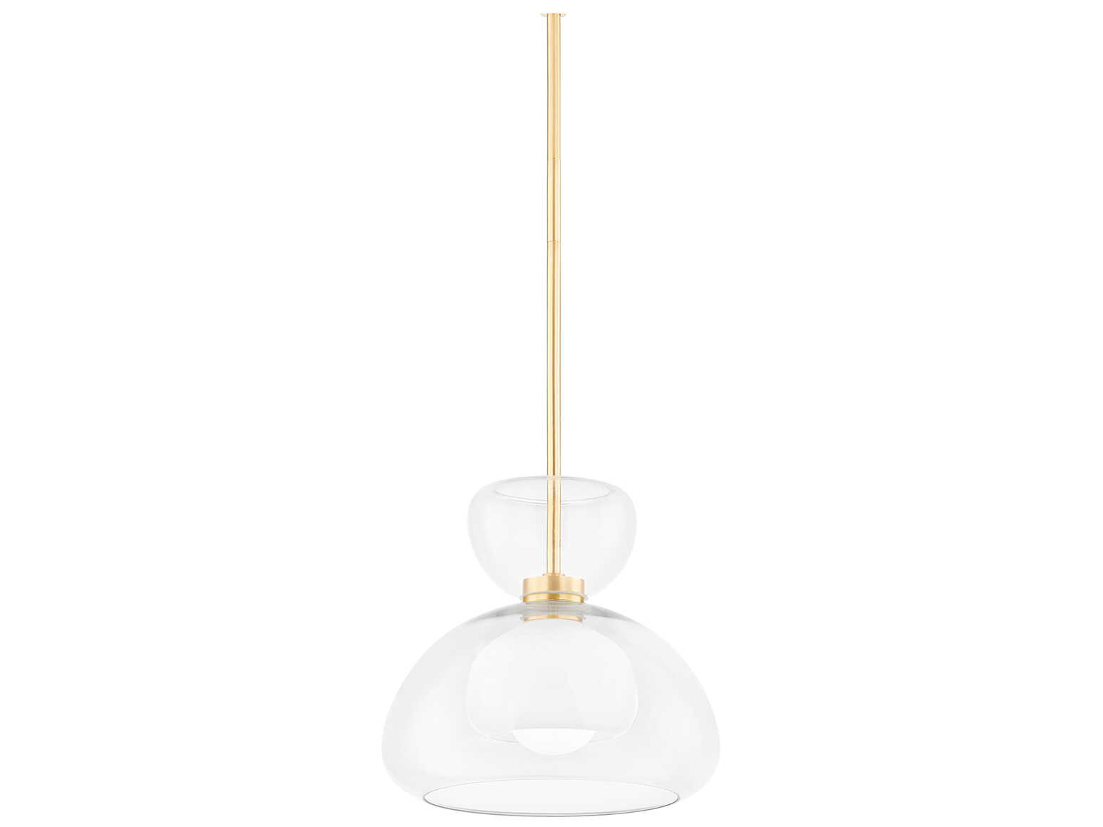 Mitzi Cortney 1-Light Aged Brass Glass Mini Pendant
