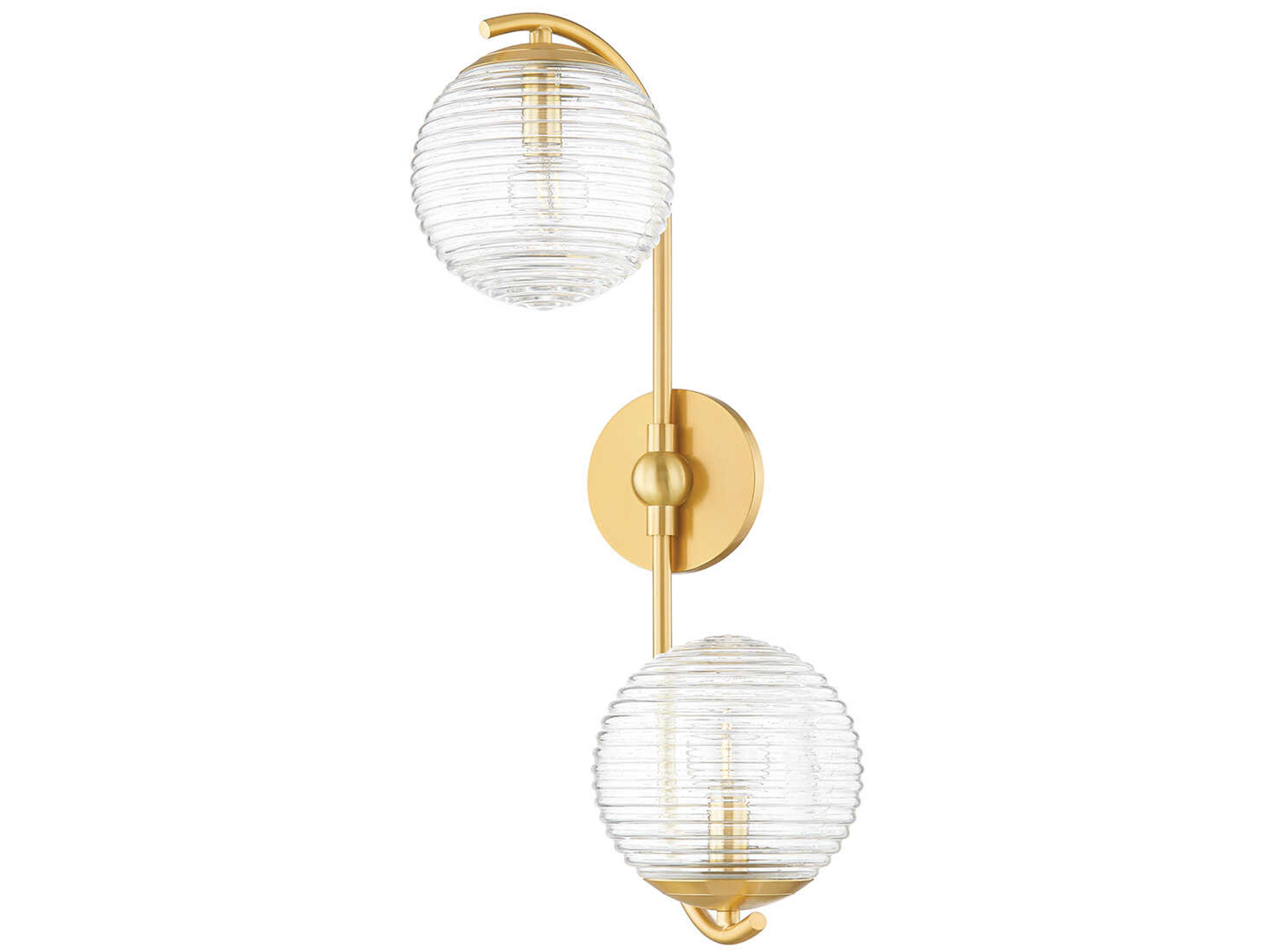 Mitzi Sara 2-Light Aged Brass Glass Wall Sconce