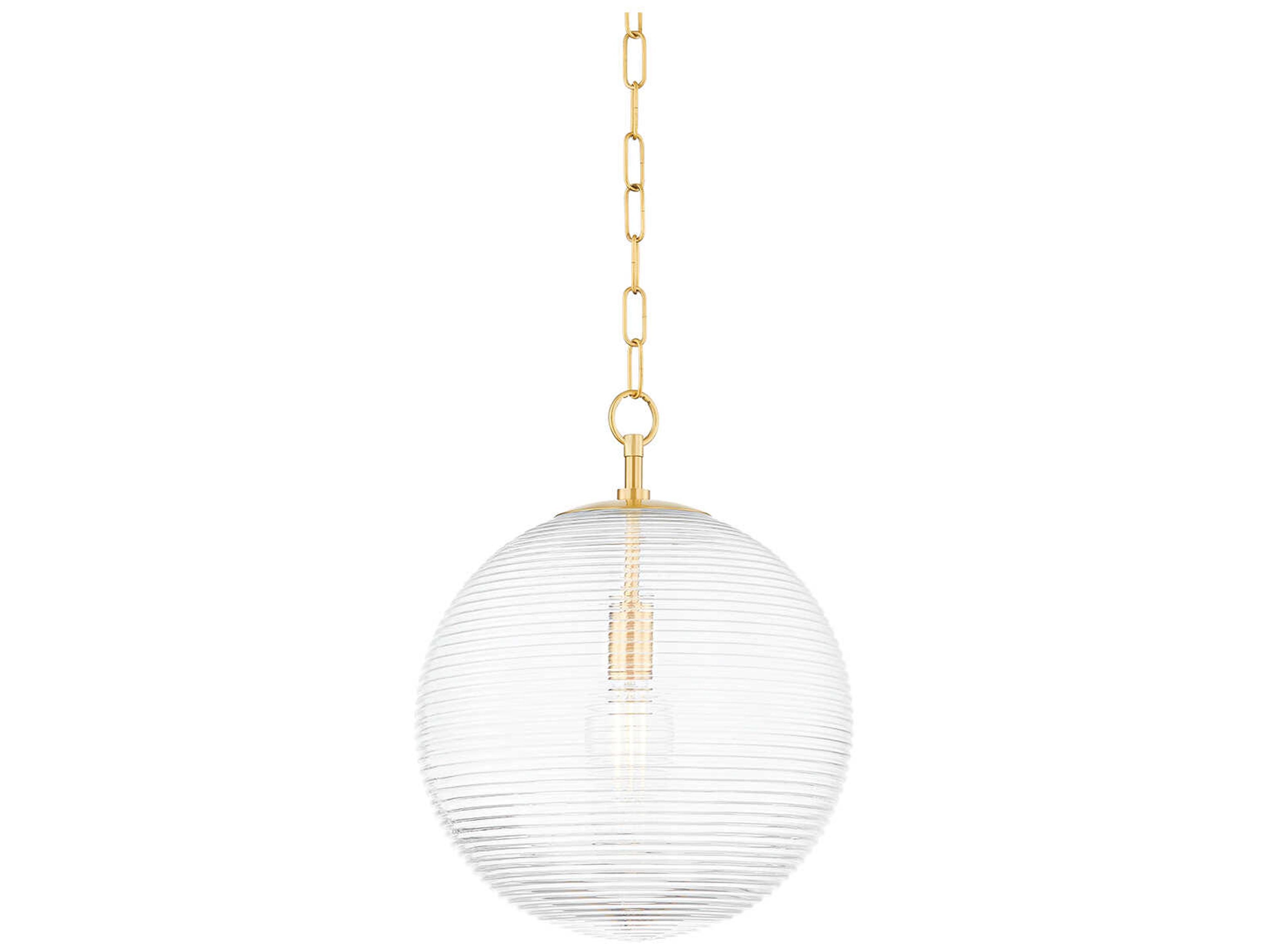 Mitzi Sara 1-Light Aged Brass Glass Globe Pendant