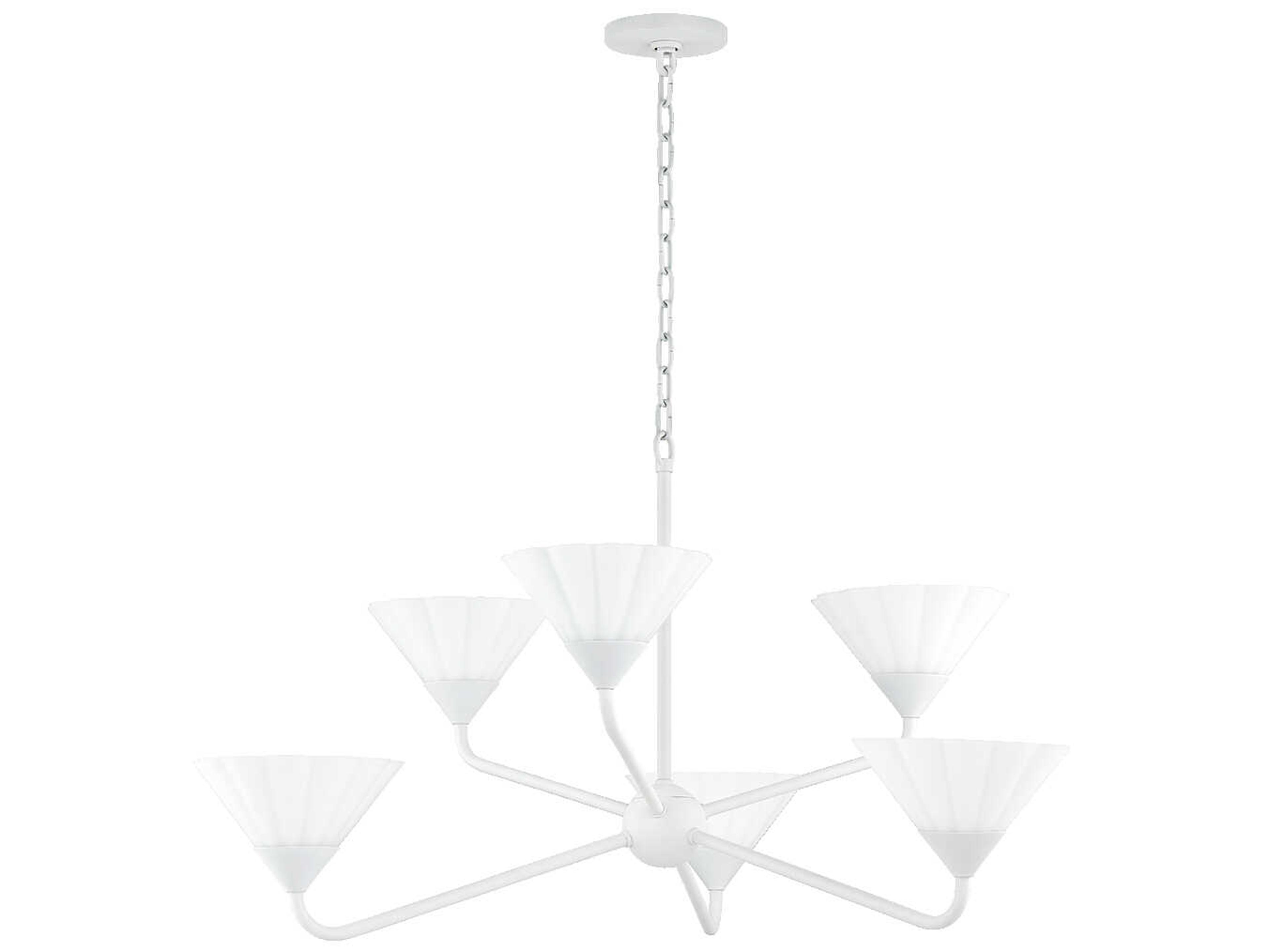 Mitzi Kelsey 6-Light Textured White Glass Candelabra Chandelier