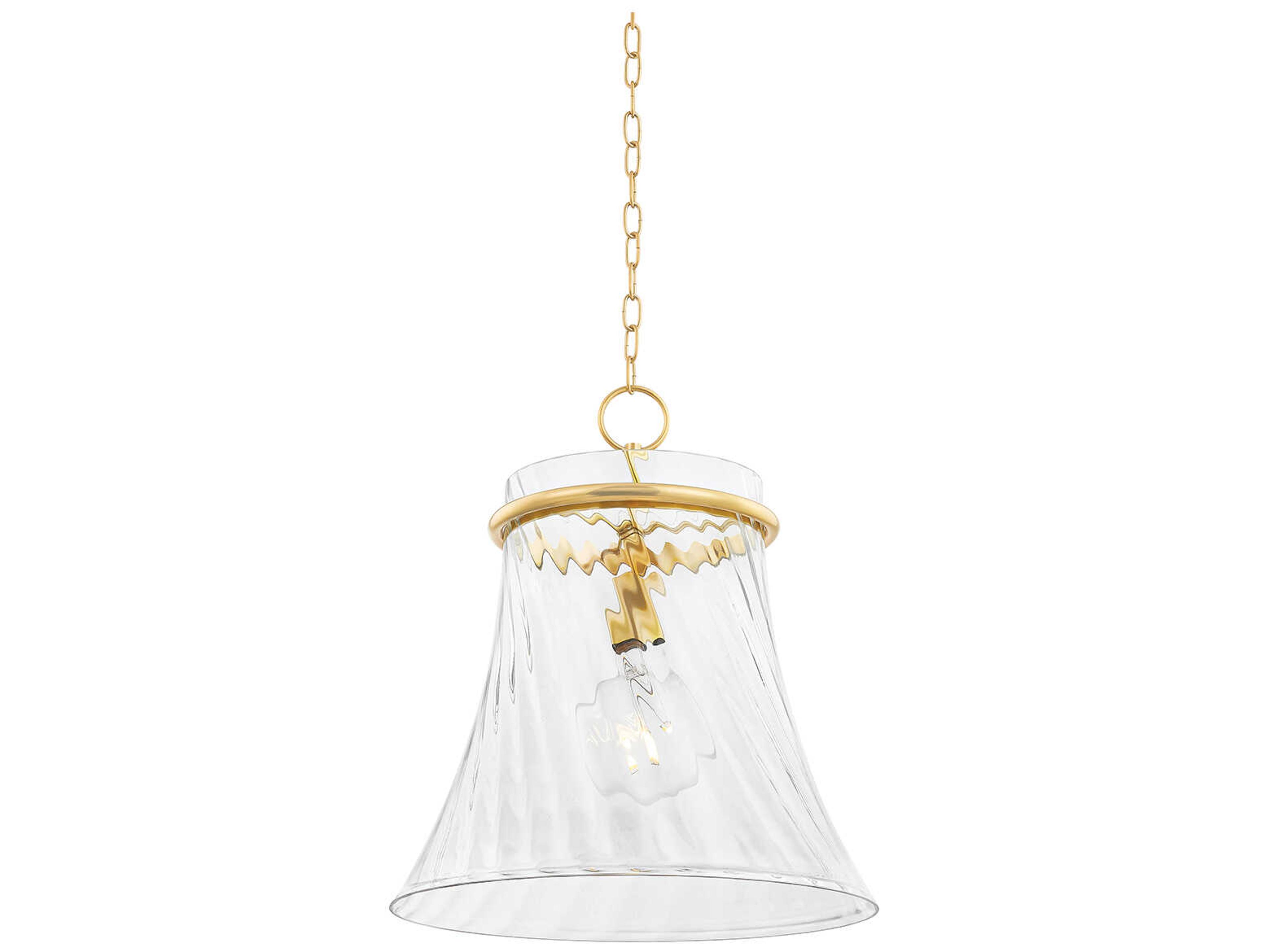 Mitzi Cantana 1-Light Aged Brass Glass Pendant